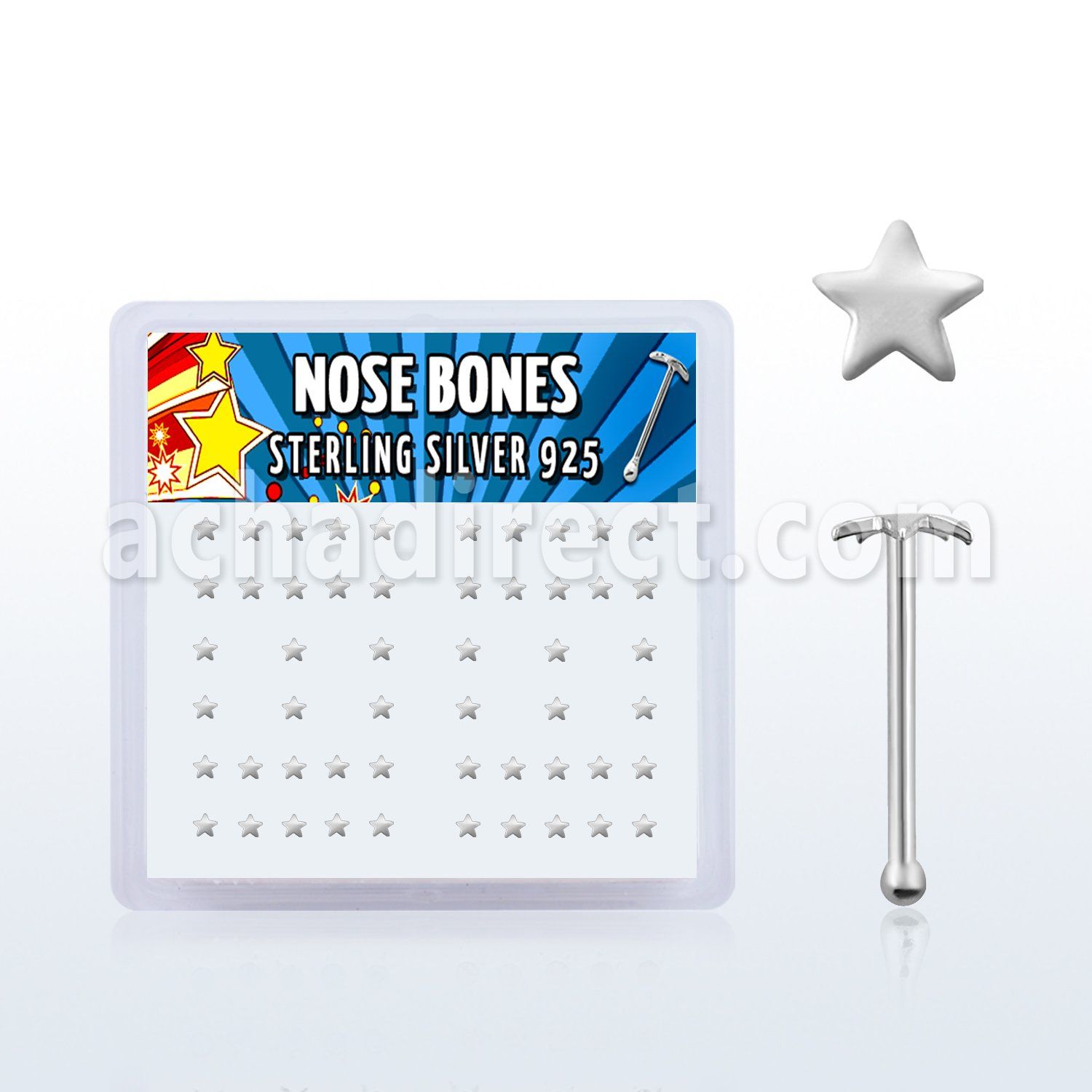 nbxsa caja display piercing nariz hueso plata esterlina 925 0 6mm estrella plata lisa 2 3mm mayorista