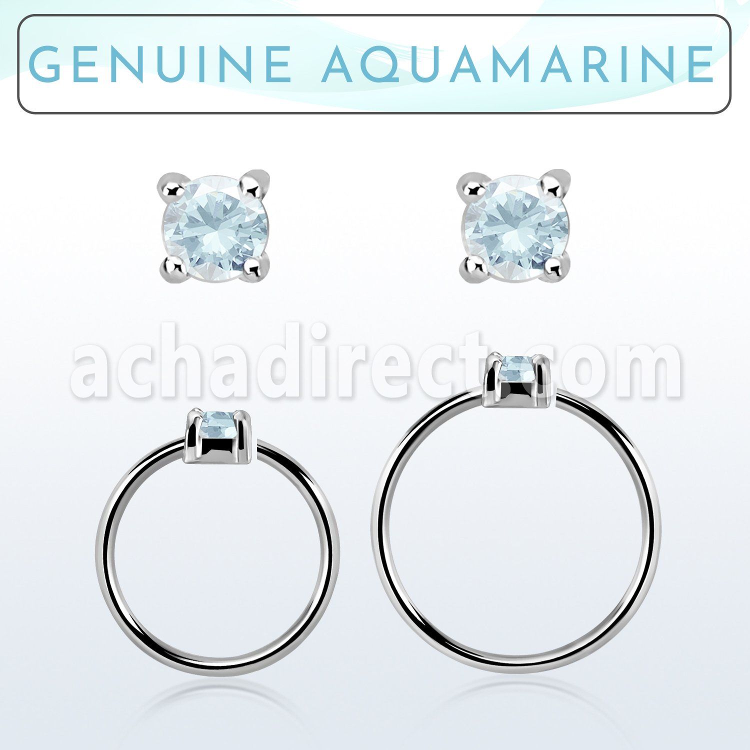 nhge8 aro continuo nariz plata 925 con genuina 2mm aguamarina engastada distribuidor mayorista