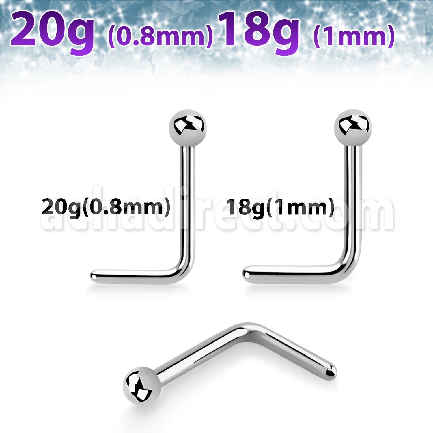 nlb 316l steel nose stud 2mm ball