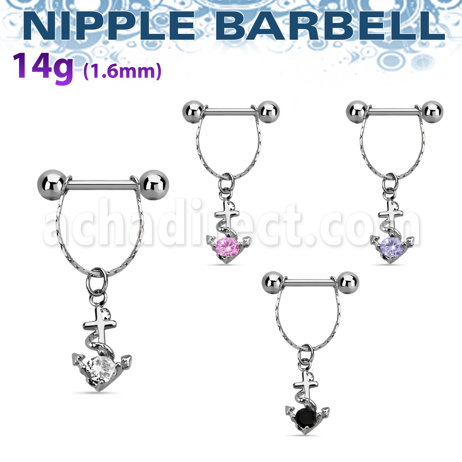 npdl23 banana pezon acero quirurgico bolas 5mm conectadas ancla redonda zirconia al por mayor