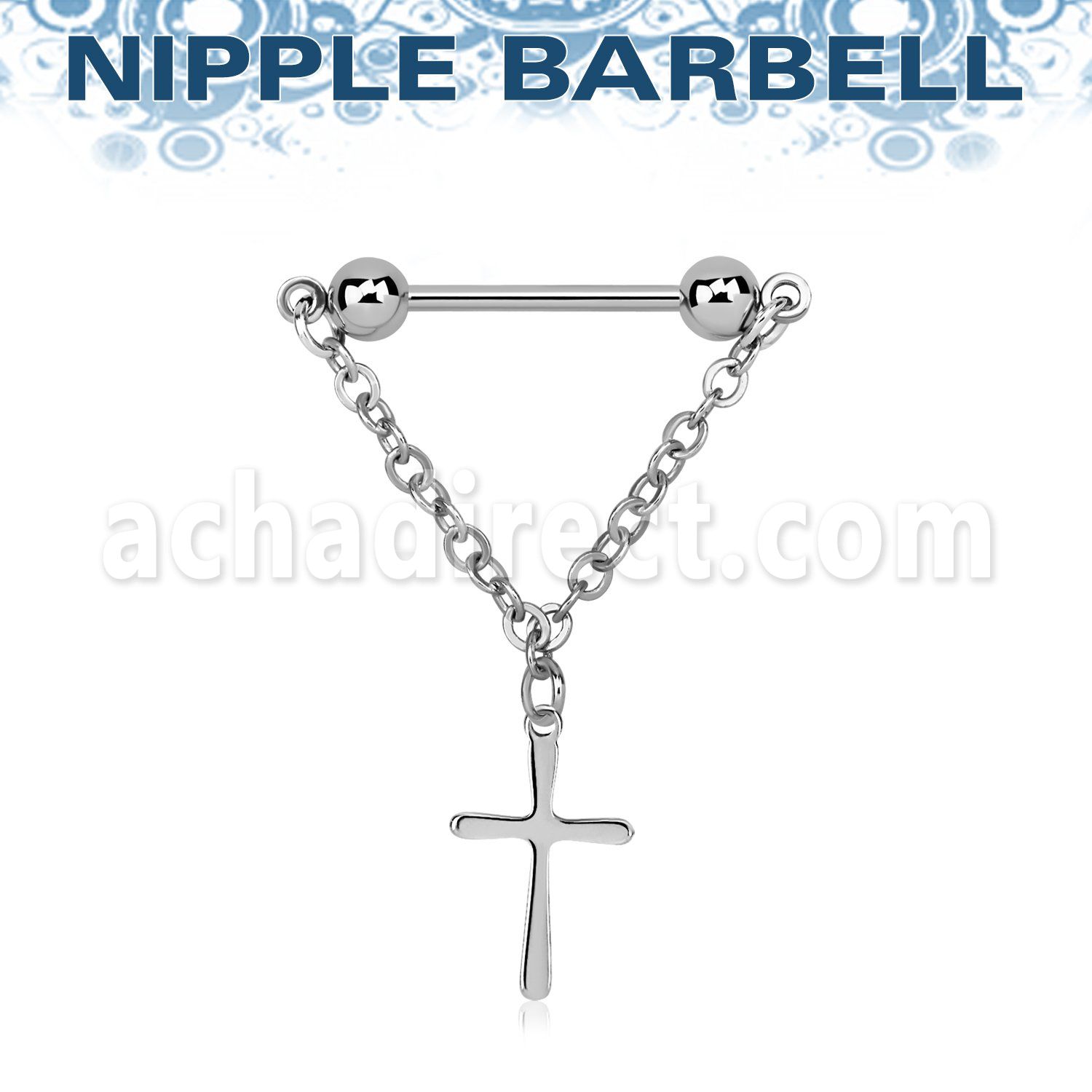 npdl42 barbell pezon acero quirurgico bolas 5mm conectadas traves colgante cruz acero al por mayor