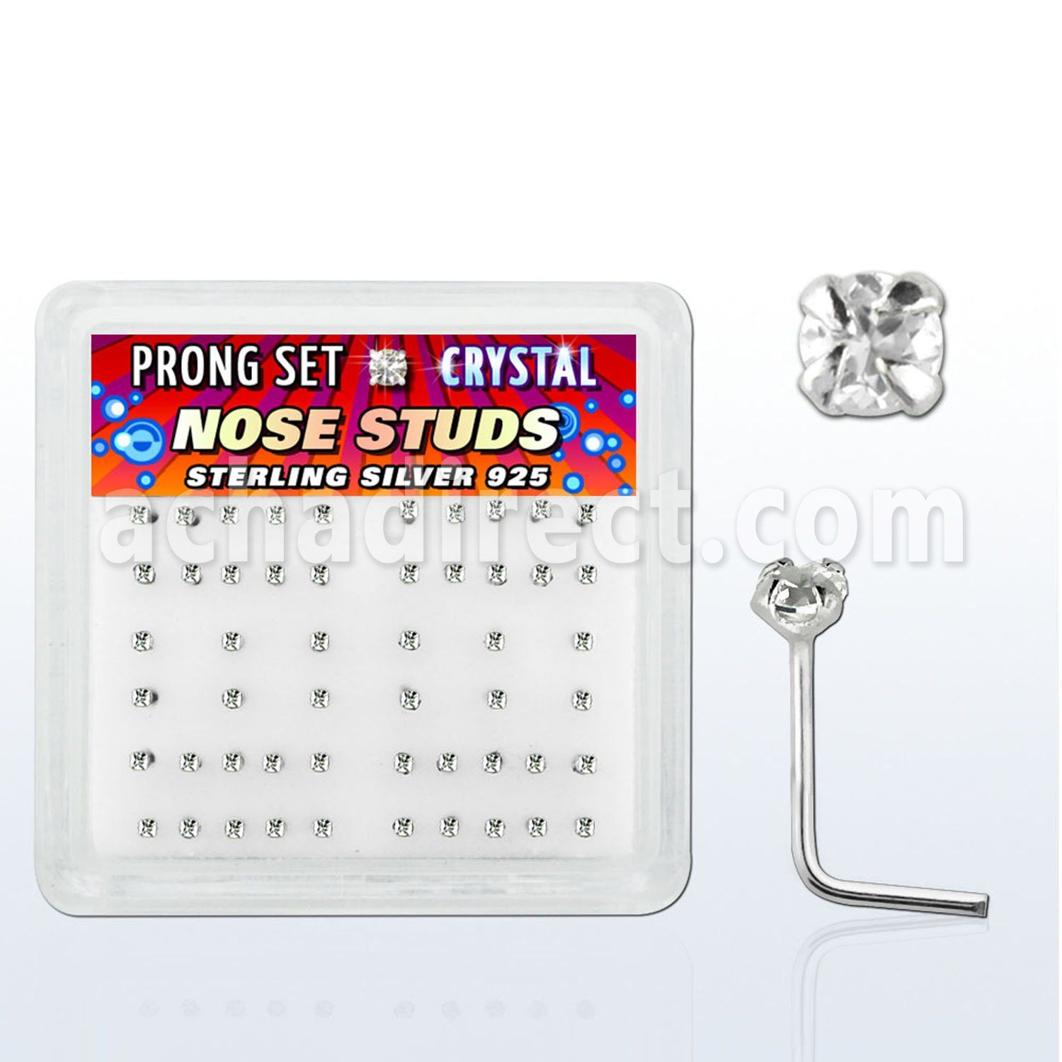 npscs caja display piercing nariz l plata esterlina 0 6mm cristal claros 1 4mm distribuidor