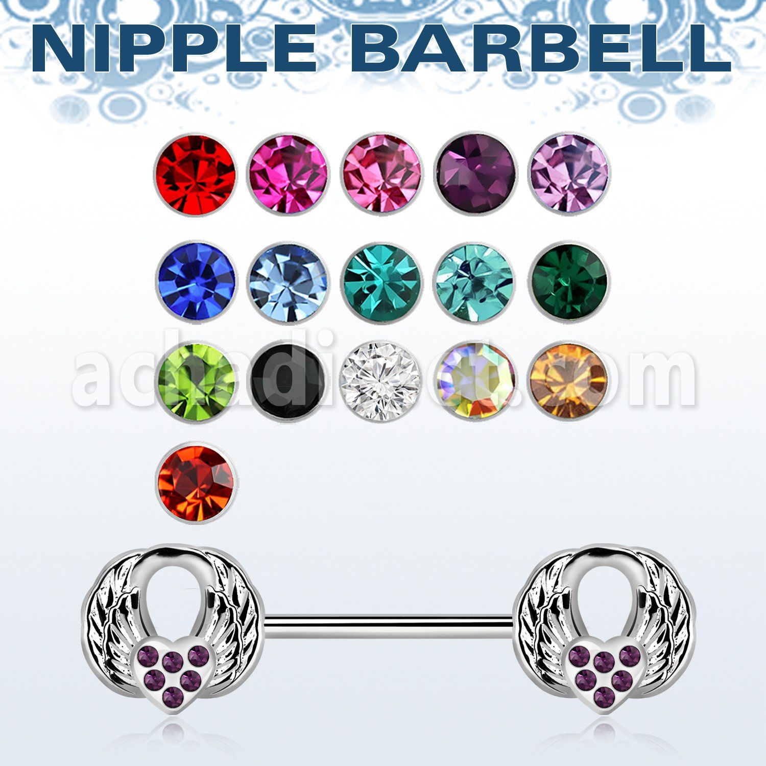 npsh24 barbell pezon acero quirurgico alas gemelas cristal alas hechas 925 laton plata mayorista