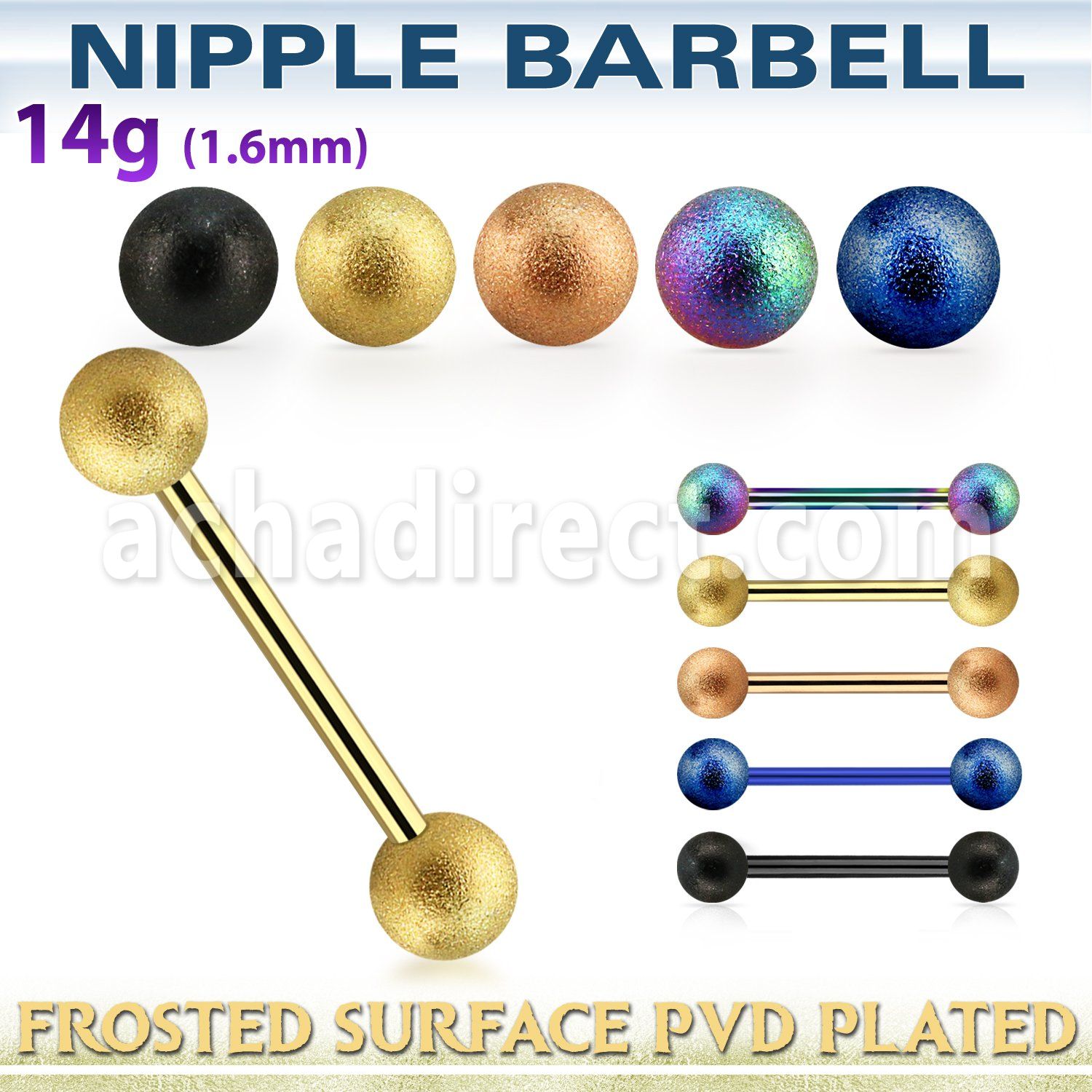 nptfo5 barbell pezon acero 316l anodizado bolas acero esmerilado 5mm lados venta
