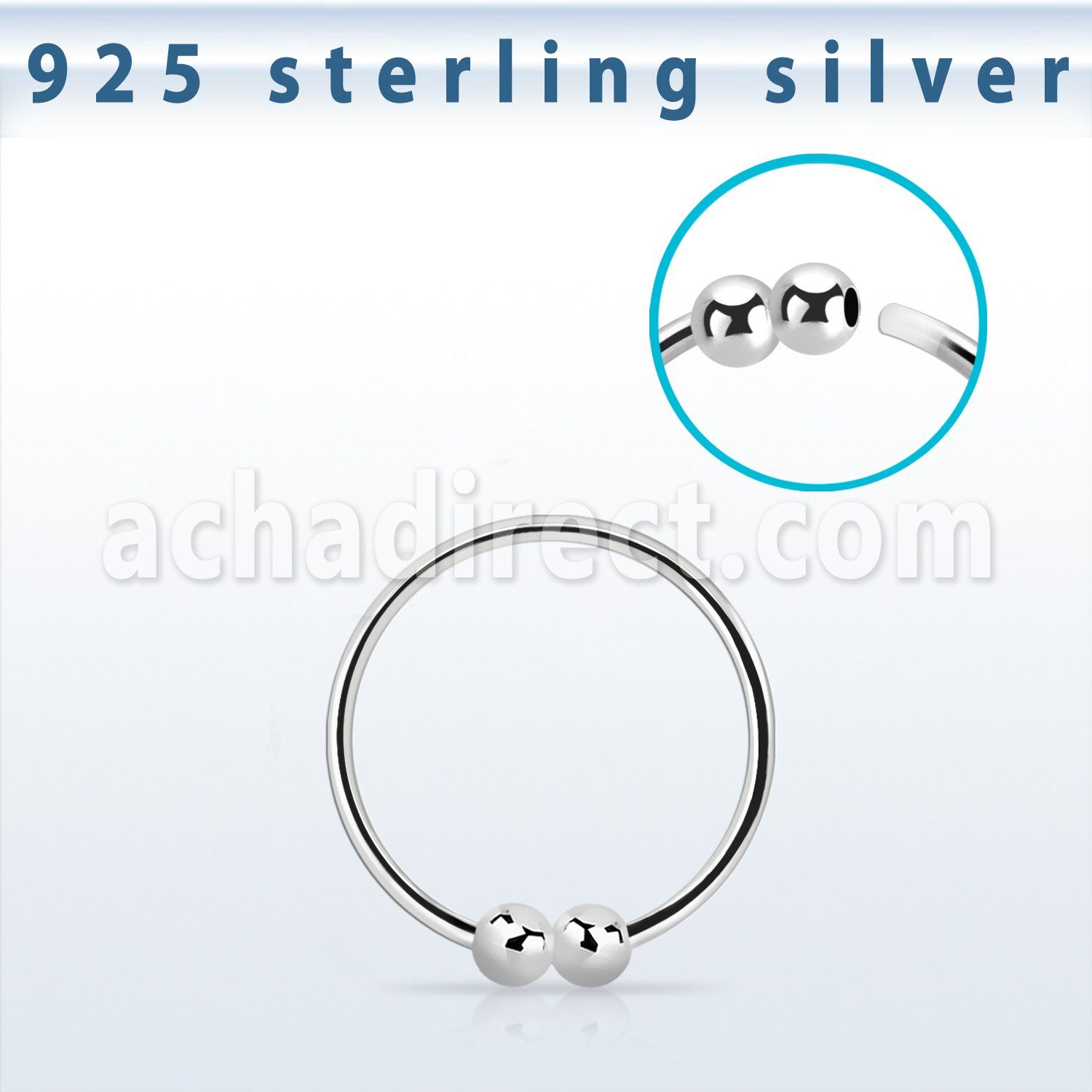 nrs33 aro nariz plata esterlina doble bola 2mm 0 6mm 8mm 1 pieza al por mayor