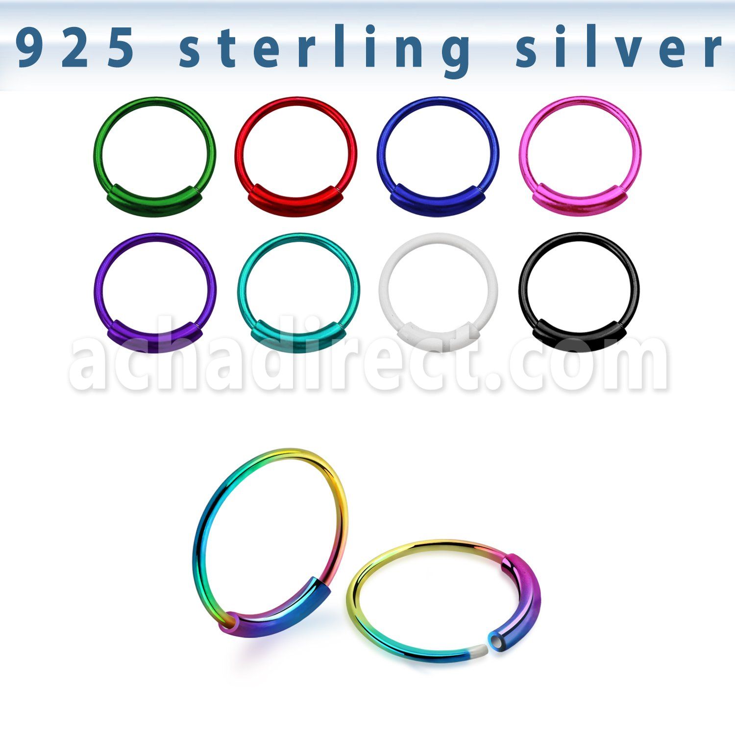 ns01bl aro nariz continuo plata esterlina colores 0 6mm 8mm 1 pieza distribuidor