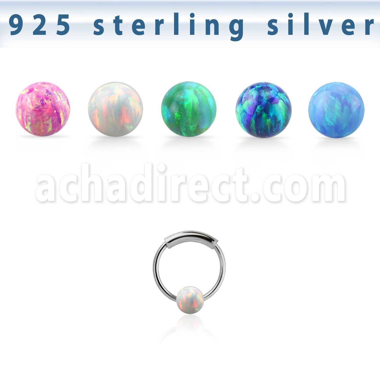 ns01o aro nariz continuo plata esterlina 0 6mm bola opalo 3mm 8mm al por mayor