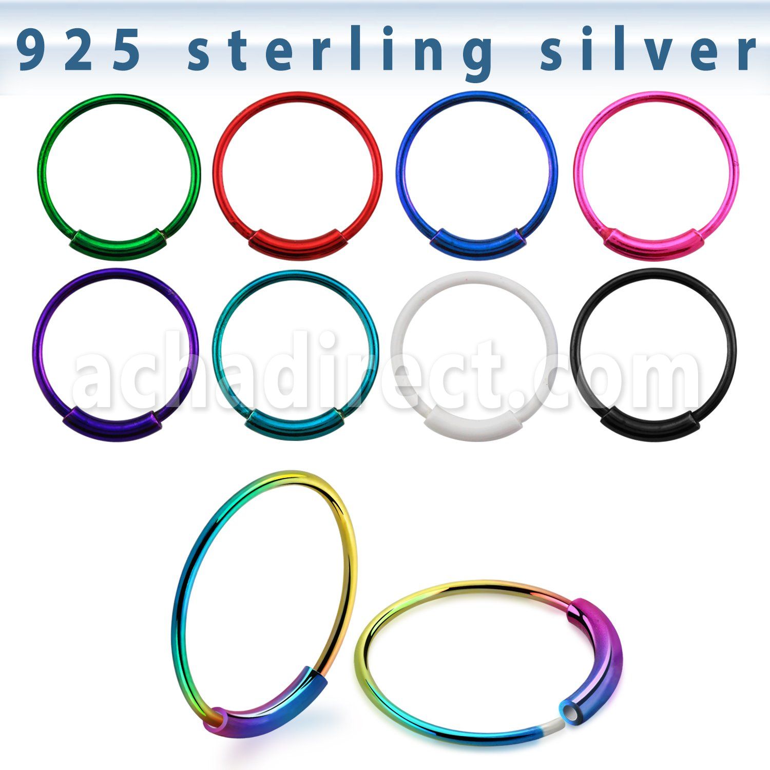 ns03bl aro nariz continuo plata esterlina colores 0 6mm 12mm 1 pieza distribuidor