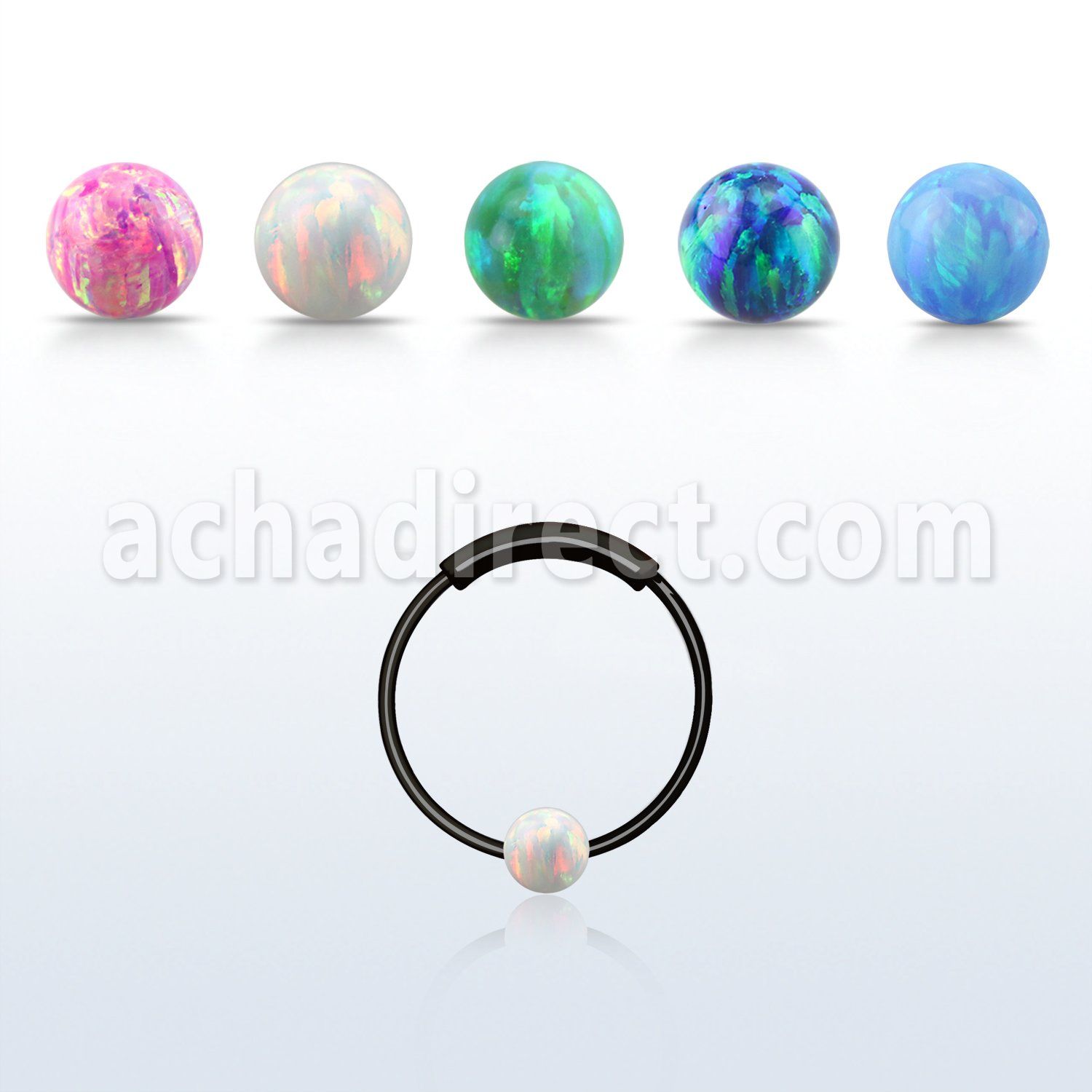 ns03blo aro nariz continuo plata esterlina negro 0 6mm bola opalo 3mm 12mm al por mayor