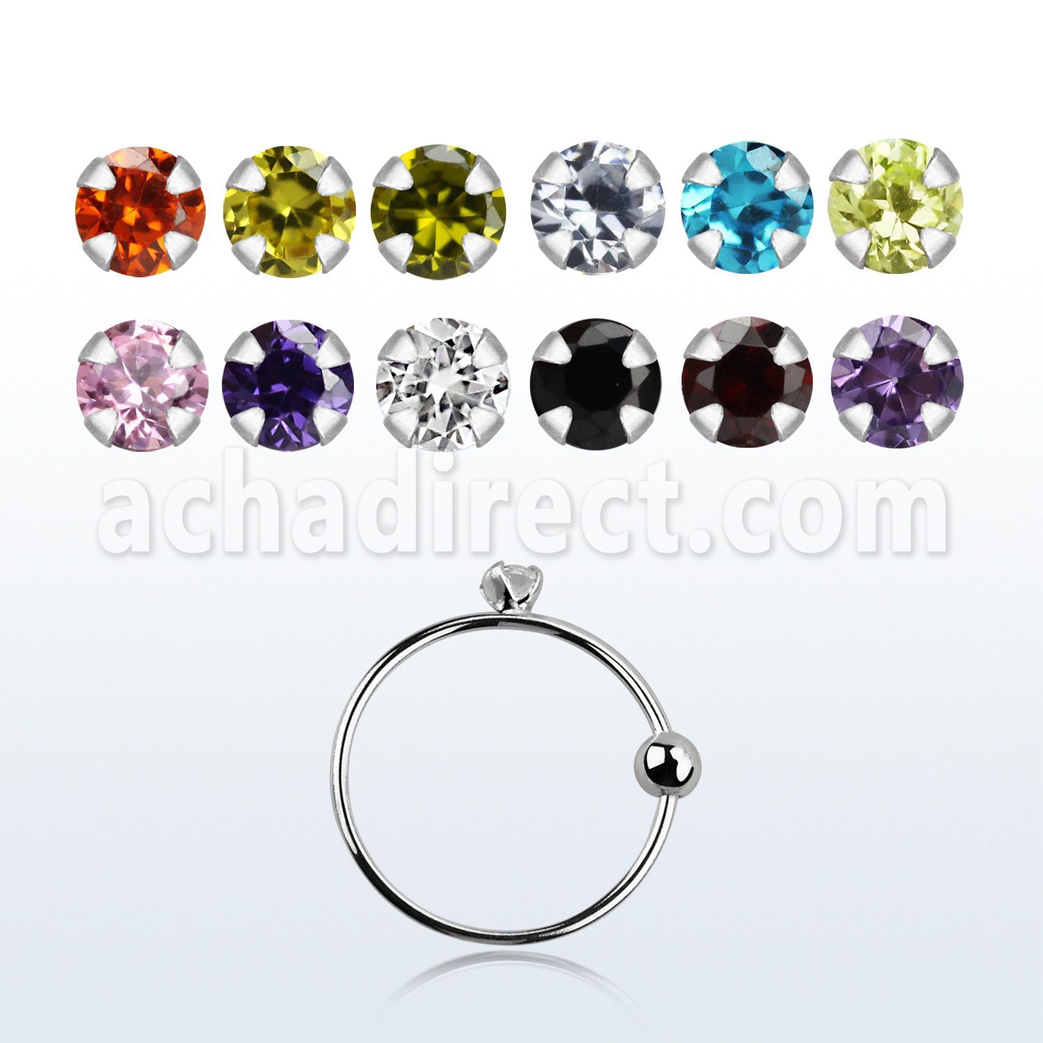 ns05z15m aro nariz plata 925 0 6mm bola cierre zirconia redonda 1 5mm 8mm distribuidor