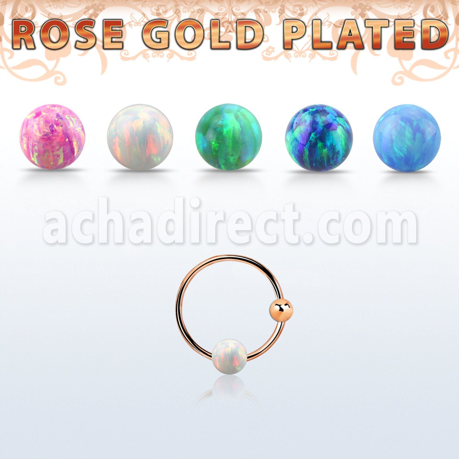 ns06rso aro nariz plata 925 oro rosa 18 kts 0 6mm bola bola opalo 3mm 10mm mayorista