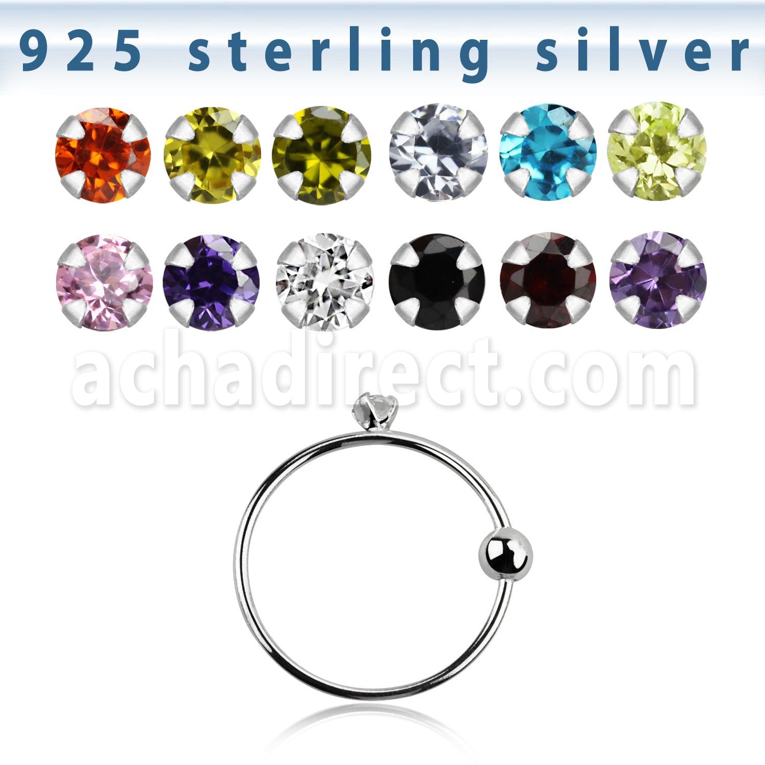 ns06z15m aro nariz plata 925 0 6mm bola cierre zirconia redonda 1 5mm 10mm venta