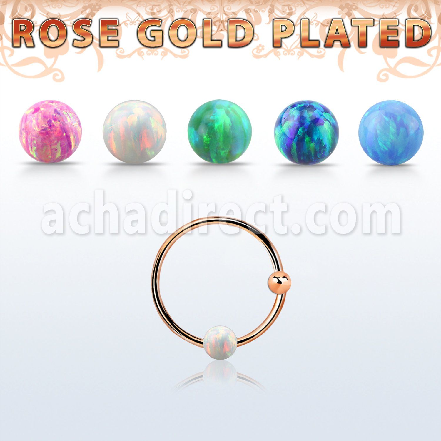 ns07rso aro nariz plata 925 oro rosa 18 kts 0 6mm bola bola opalo 3mm 12mm venta