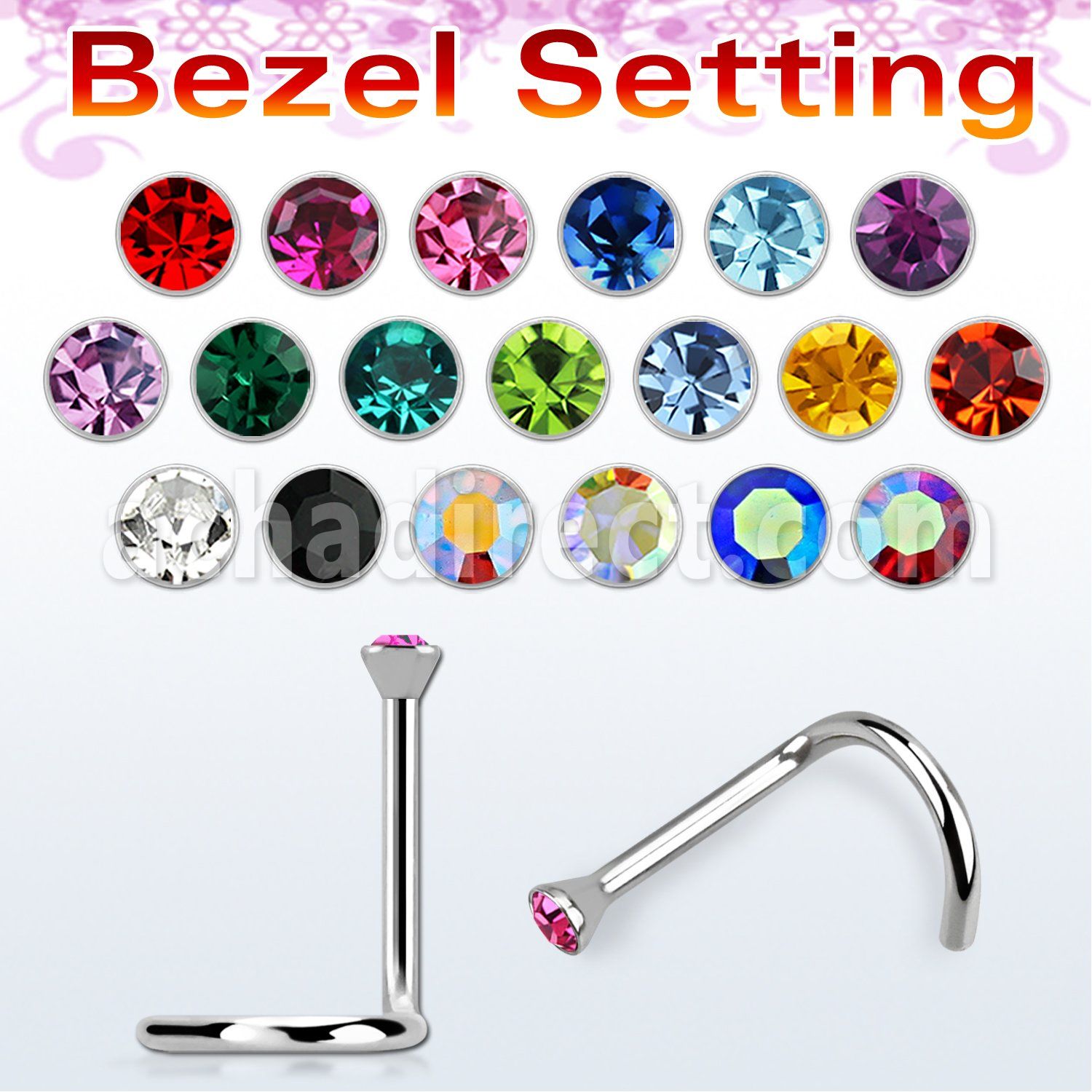 nscb2 piercing nariz l acero quirurgico cabeza 2mm cristal redondo bisel venta
