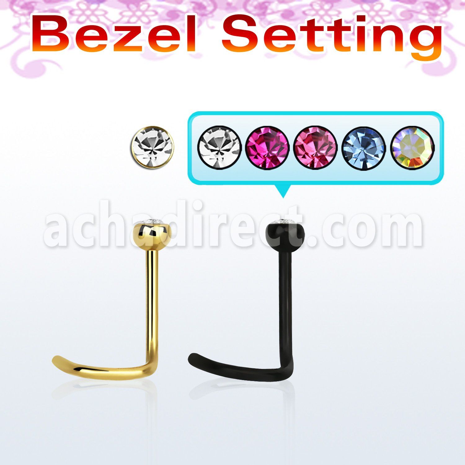 nscbt25 piercing nariz l acero 316l anodizado redonda 2 5mm cristal bisel al por mayor