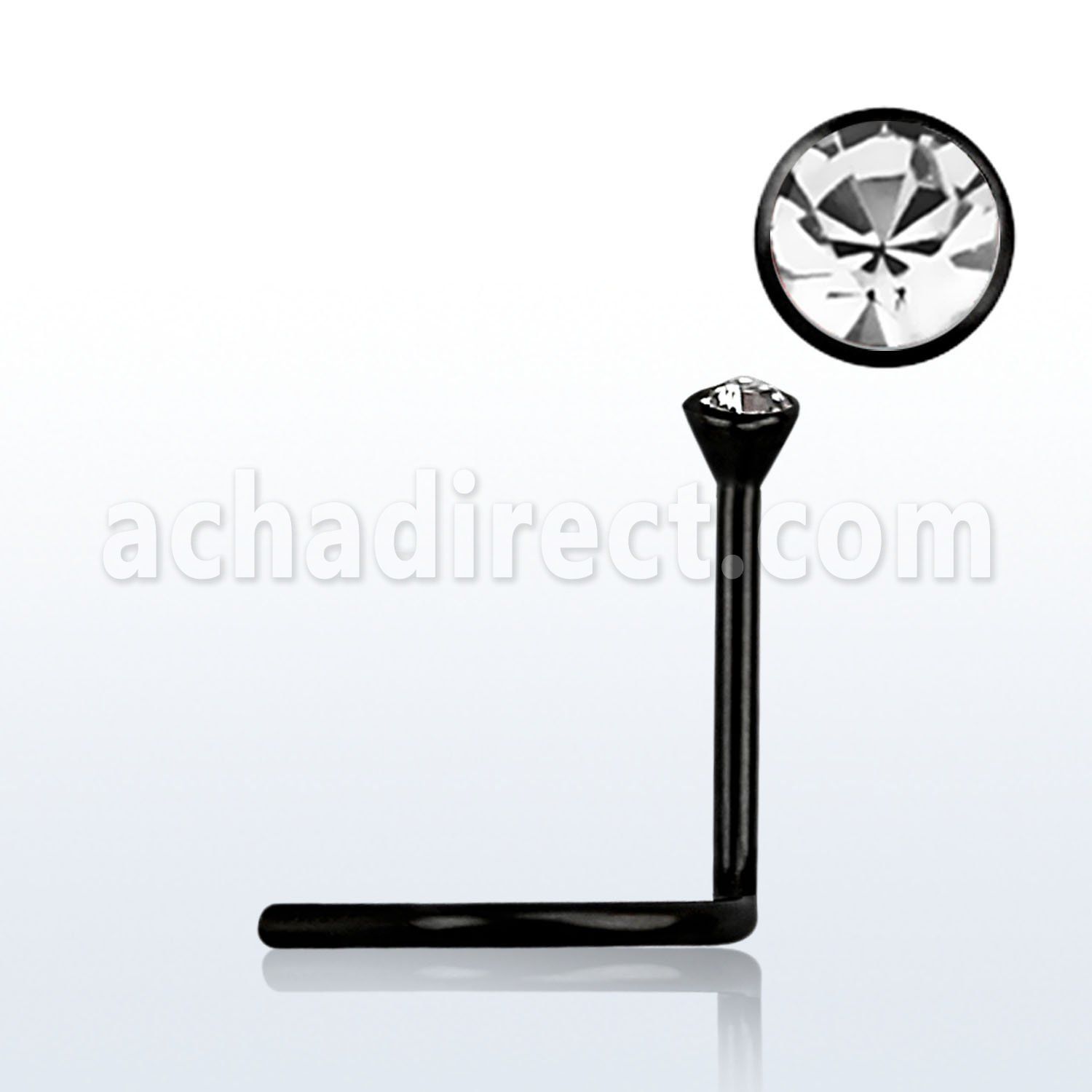 nsck piercing nariz l acero quirurgico negro cristal redondo bisel 2mm distribuidor mayorista