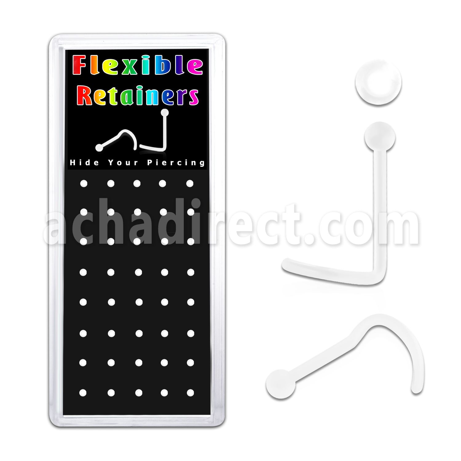 nscrtx40 caja 40 retainers piercing nariz l bio flexible transparente bola 2mm distribuidor mayorista