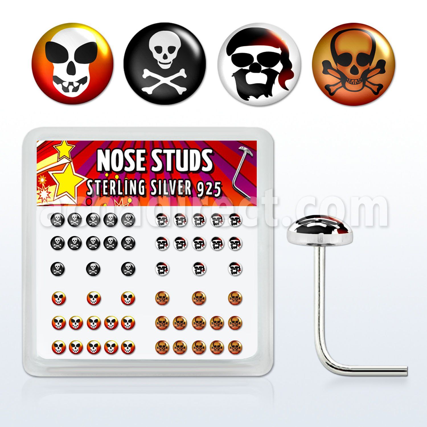 nslgx2 caja display piercing nariz l plata esterlina 925 0 6mm disenos variados logos calavera mayorista