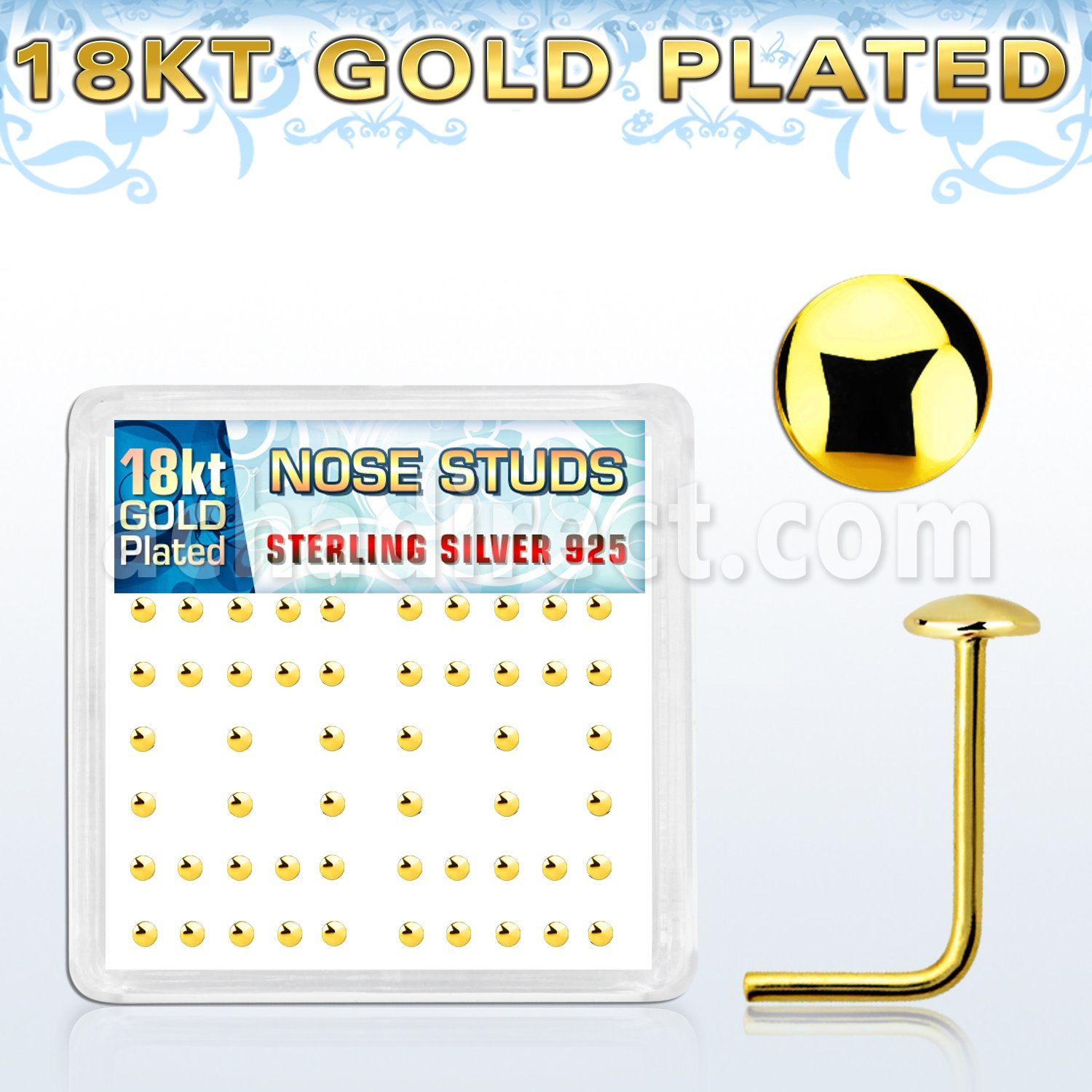 nsmx3rg caja display piercing nariz l plata 925 0 6mm oro 18 kts redonda 2mm al por mayor