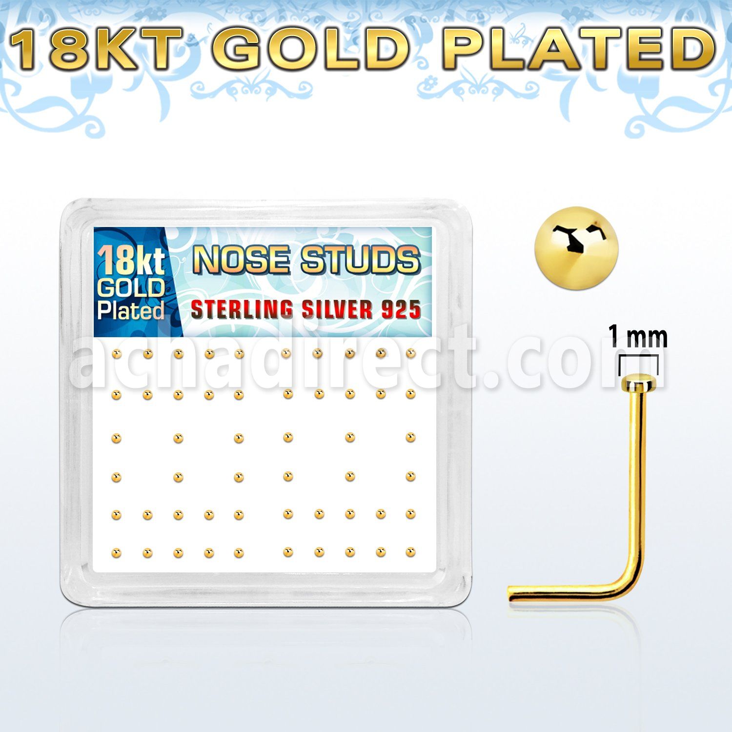 nsmx5rg caja 52 piercing nariz plata 925 0 6mm oro 18 kts redonda 1mm mayorista