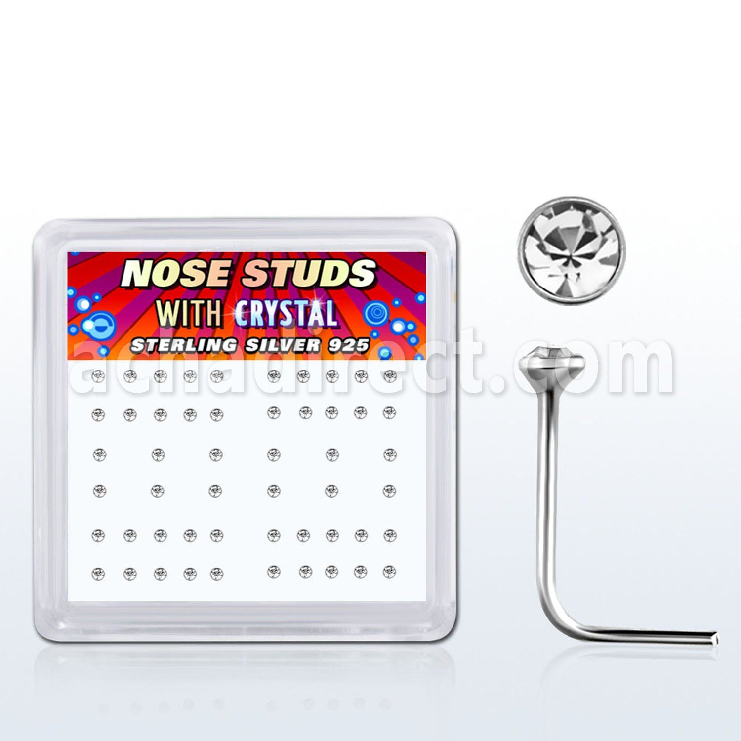 nsrdbxc caja display piercing nariz l plata esterlina 925 0 6mm cristal claro 1 5mm distribuidor