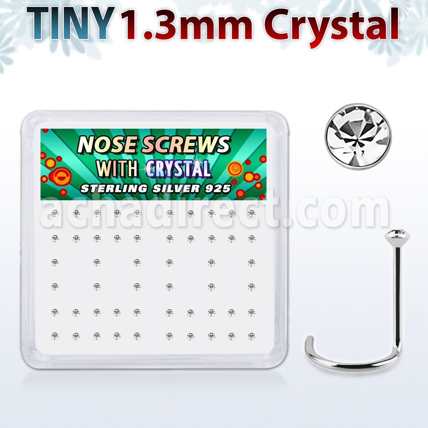 nw6cx caja display 52 piercing nariz l plata esterlina 0 6mm cristal 1 25mm mayorista
