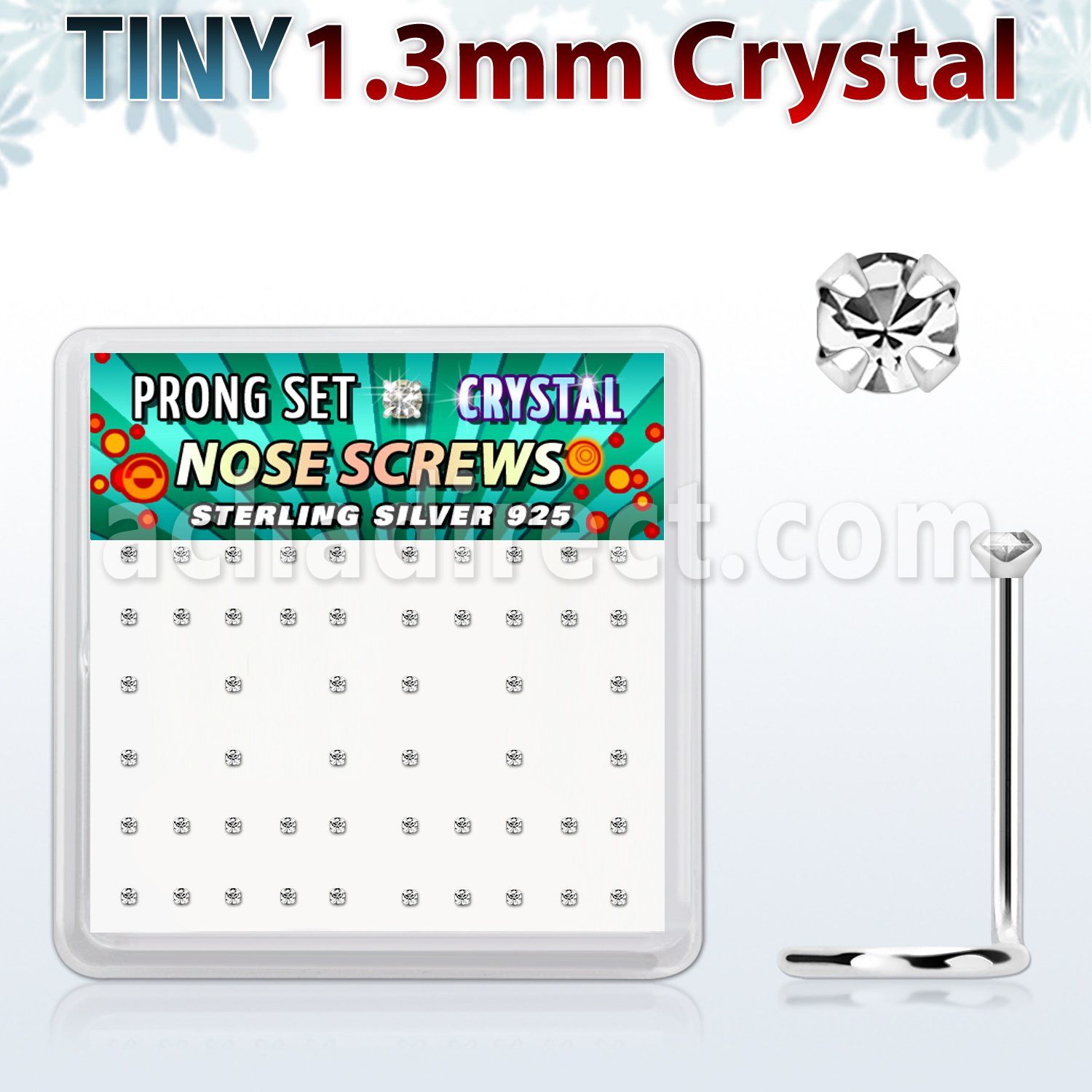 nwp6cx caja display 52 piercing nariz l plata esterlina 0 6mm cristal 1 25mm distribuidor
