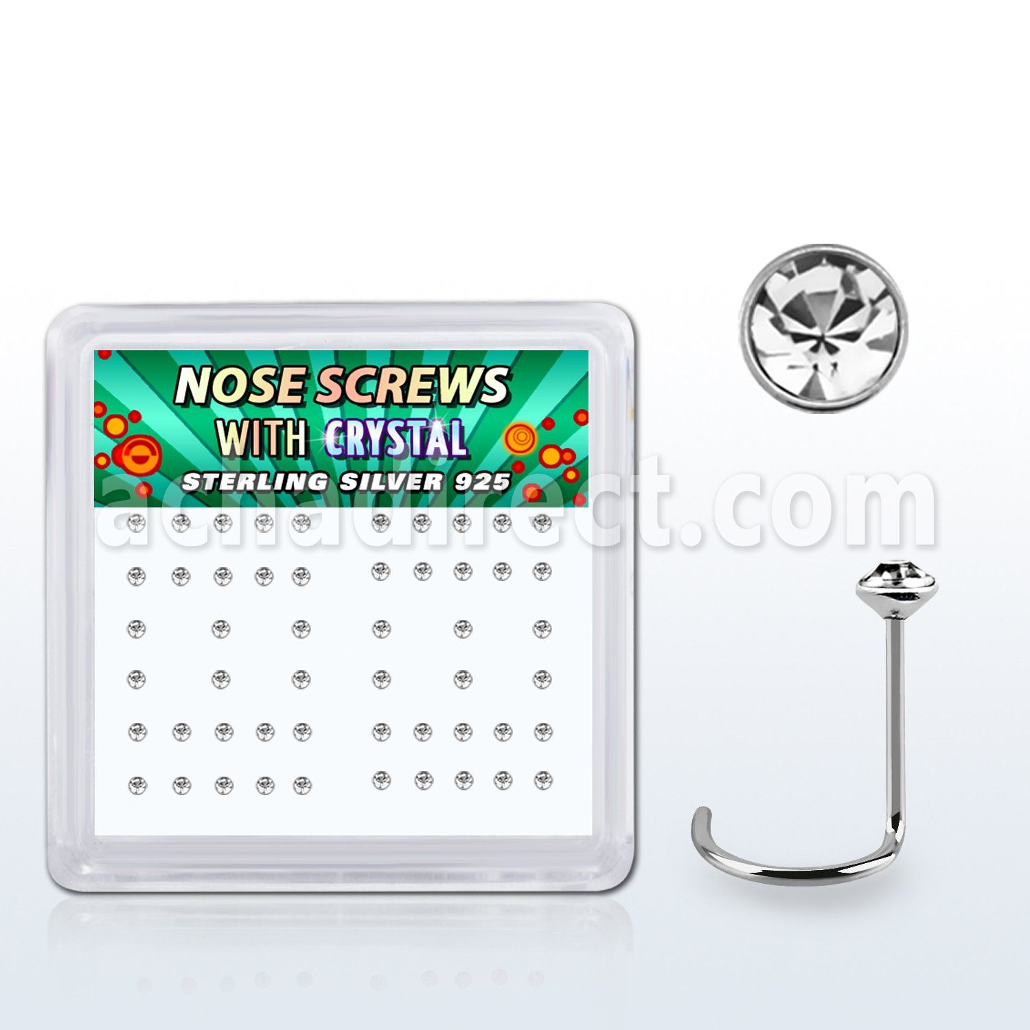 nwrdbxc caja display 52 piercing nariz l plata esterlina 0 6mm cristal 1 5mm venta