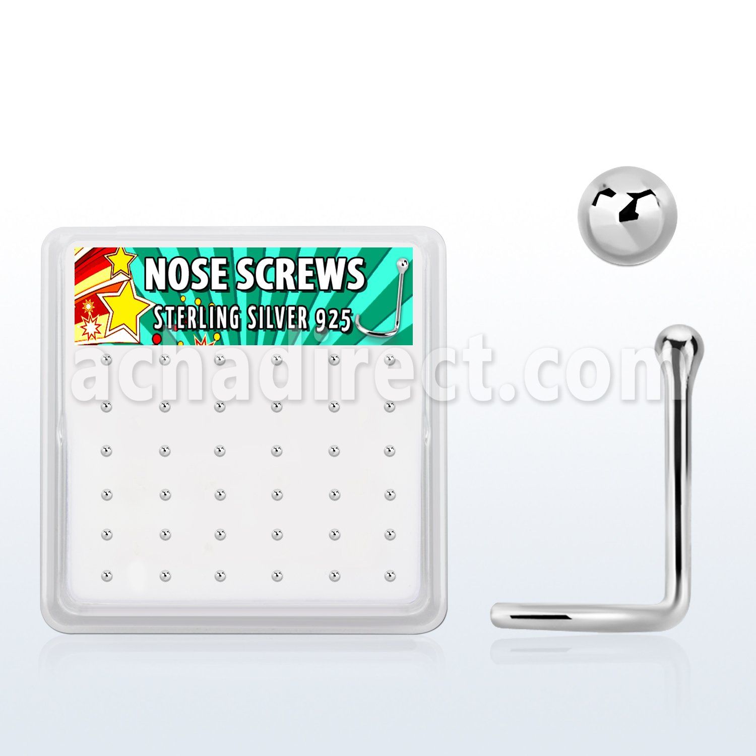 nwsv15bx caja display 36 piercing nariz l plata esterlina 925 bola 1 5mm distribuidor mayorista