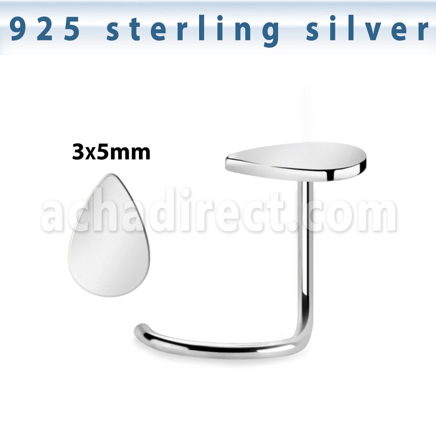 nwvdr 925 sterling silver nose screw teardrop shaped top