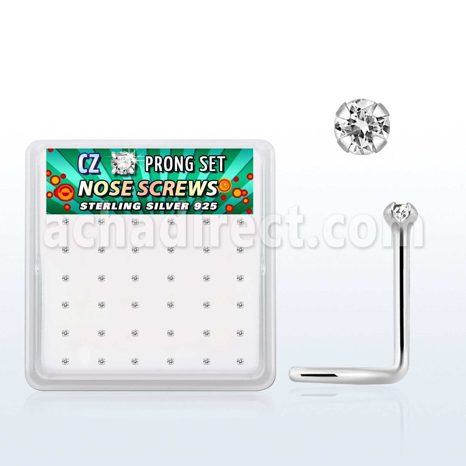 nwz15cbx caja display 36 piercing nariz l plata esterlina 925 zirconia redonda 1 5mm distribuidor mayorista