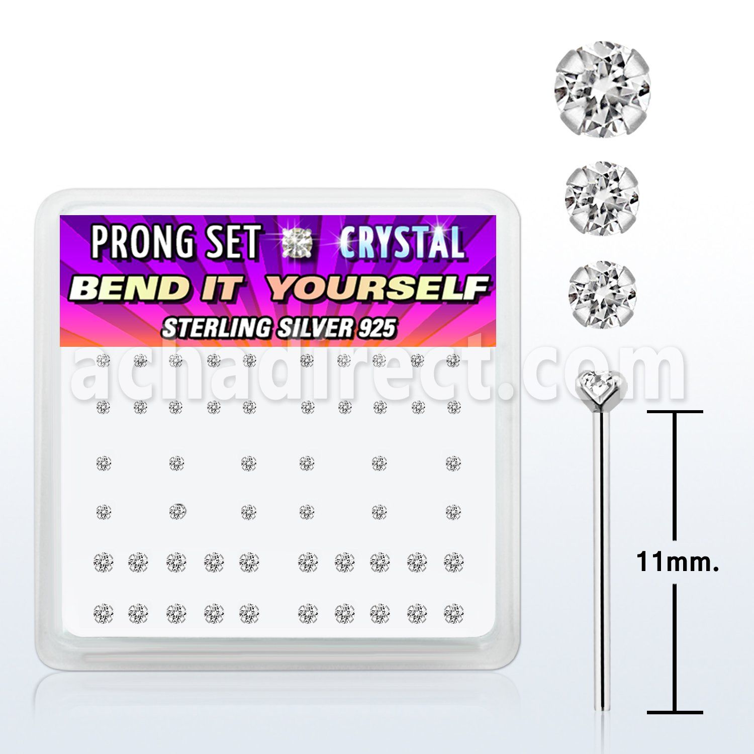 nybxpbc caja display piercing nariz doblar tu mismo plata esterlina 925 0 6mm cristal redondos claros mayorista