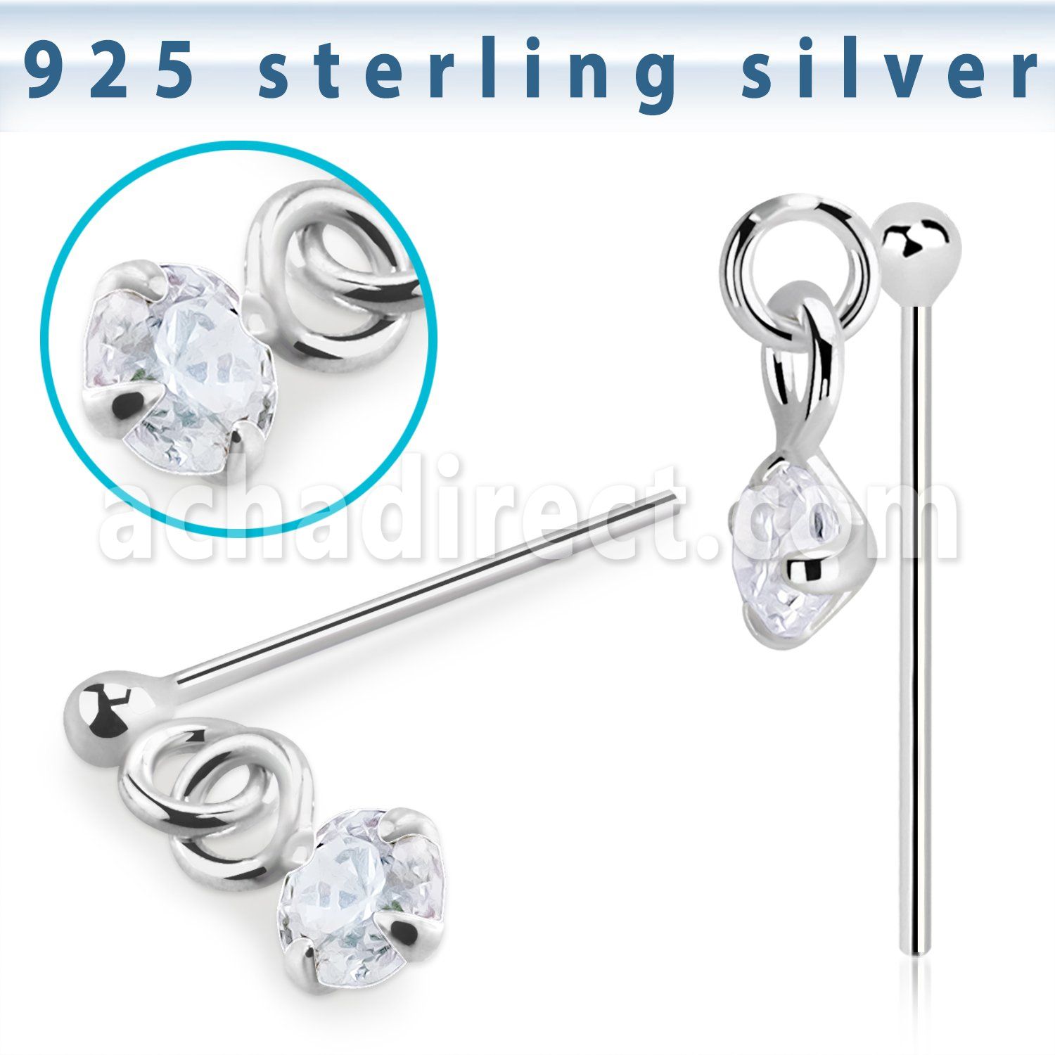 nydvpz1 silver bend it yourself nose stud ball prong set cz