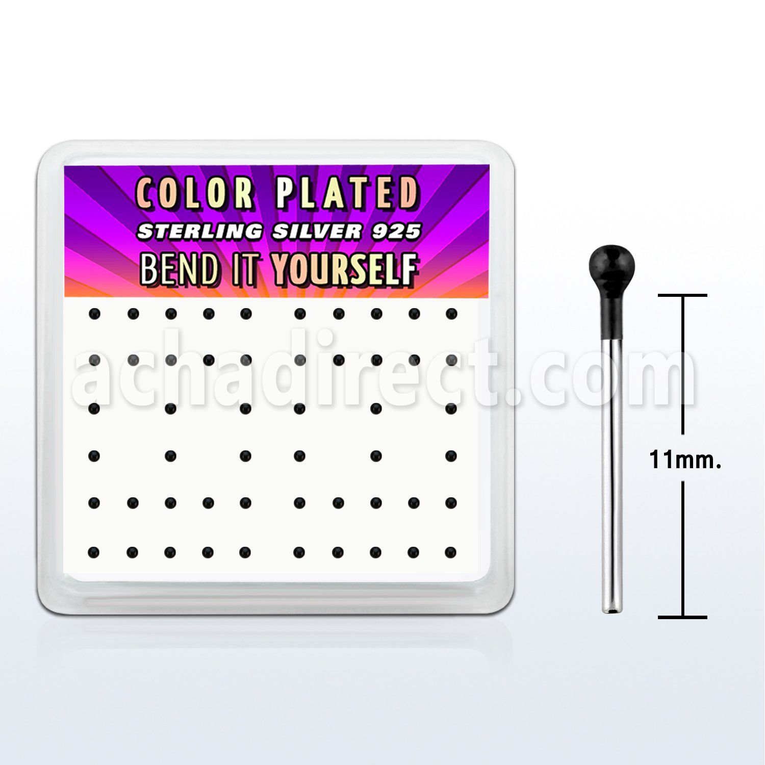 nykbbx1 caja display 52 piercing nariz doblar tu mismo plata 925 0 6mm bola 1mm negro venta