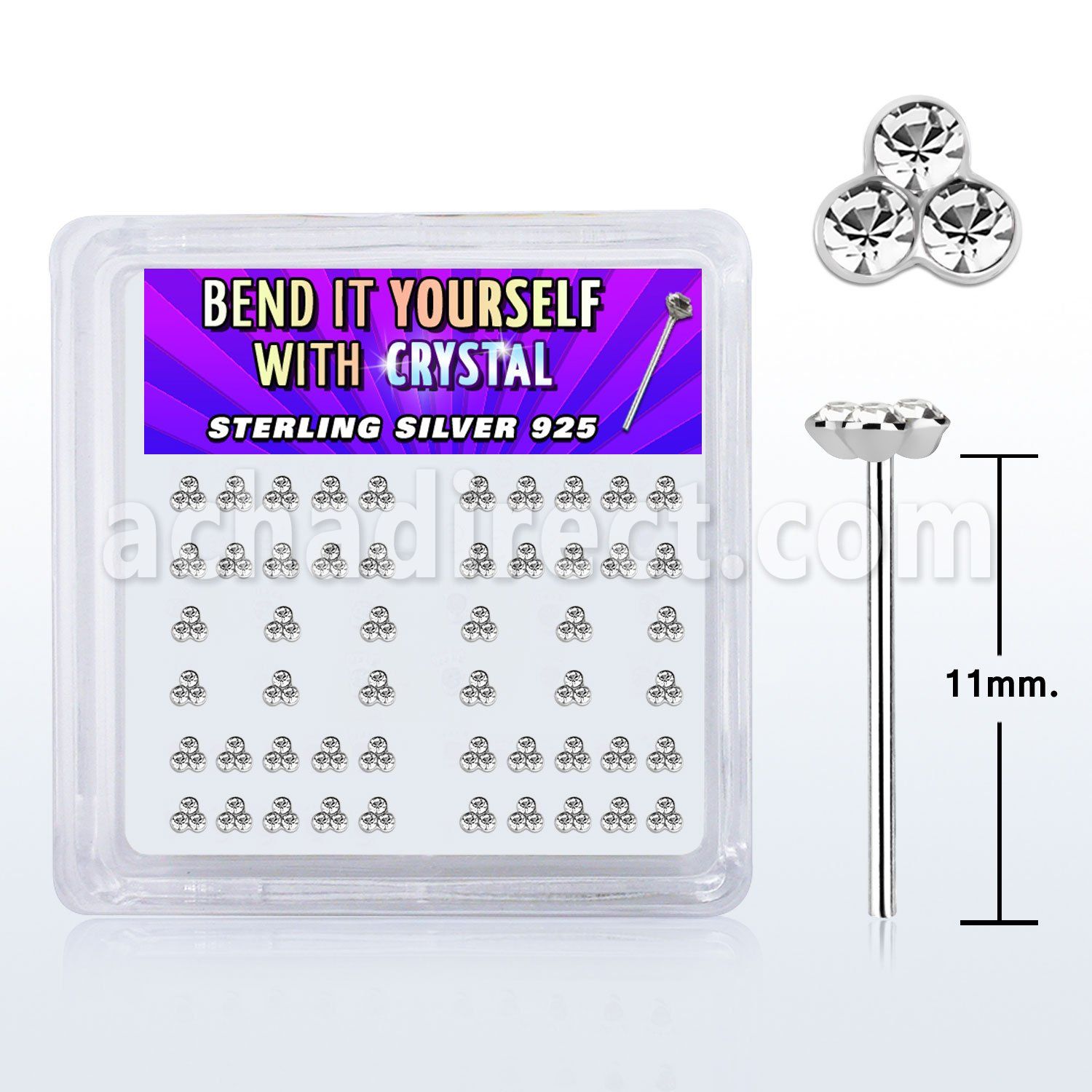 nytrc caja display piercing nariz doblar tu mismo plata 0 6mm cristal triple claro venta