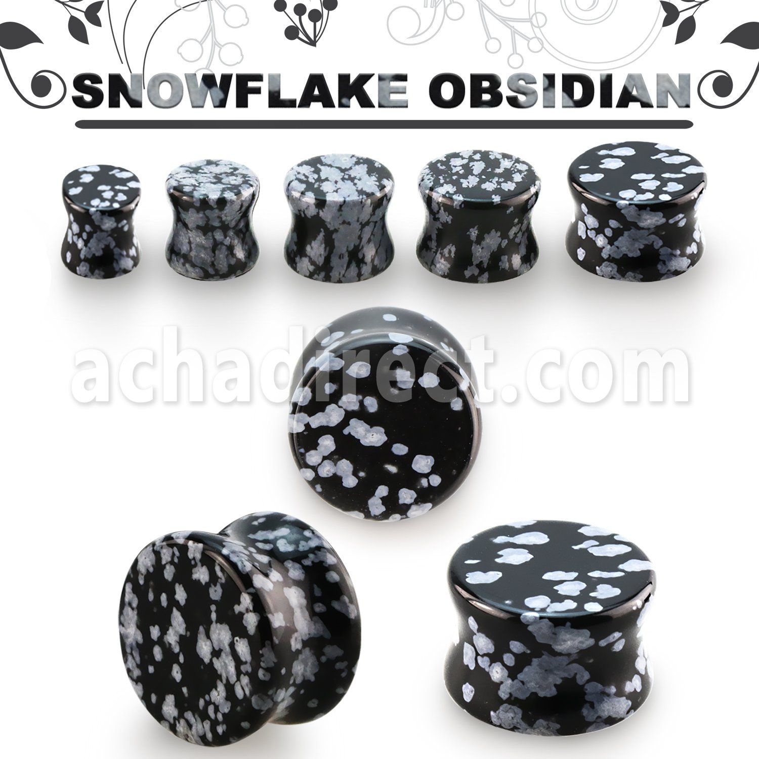 pgsjj dilatacion plug doble flare obsidiana copo nieve al por mayor