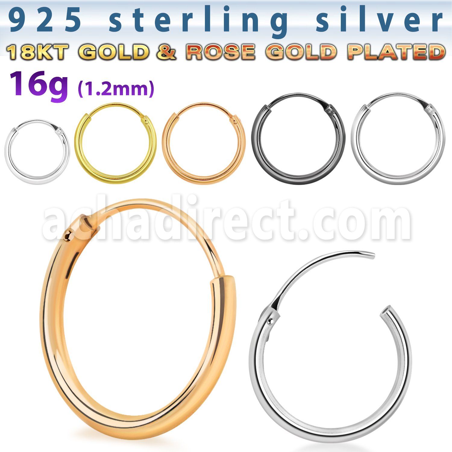 pho par pendientes aro plata esterlina 925 lisa distribuidor mayorista