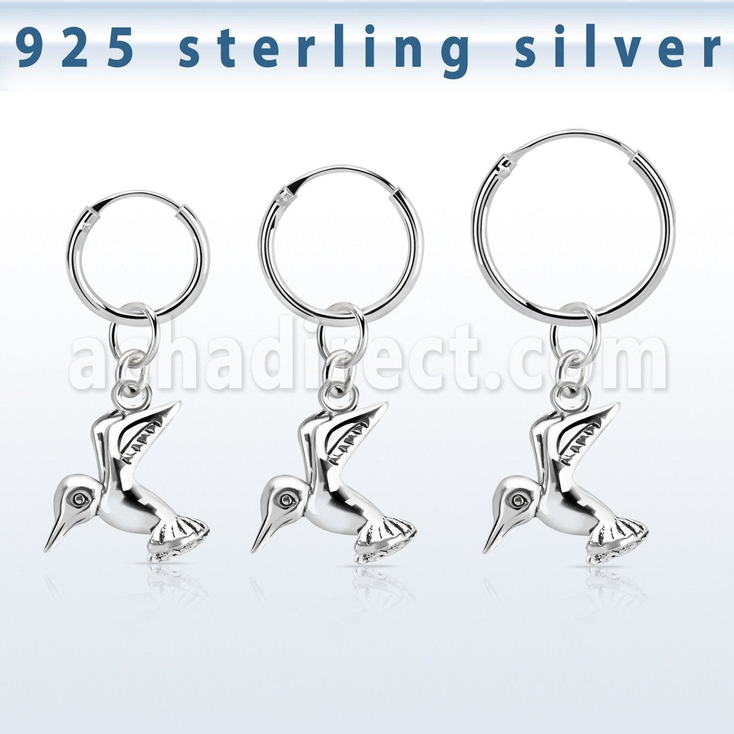 phod36 piercing helix aro liso plata esterlina colgante pajaro plata