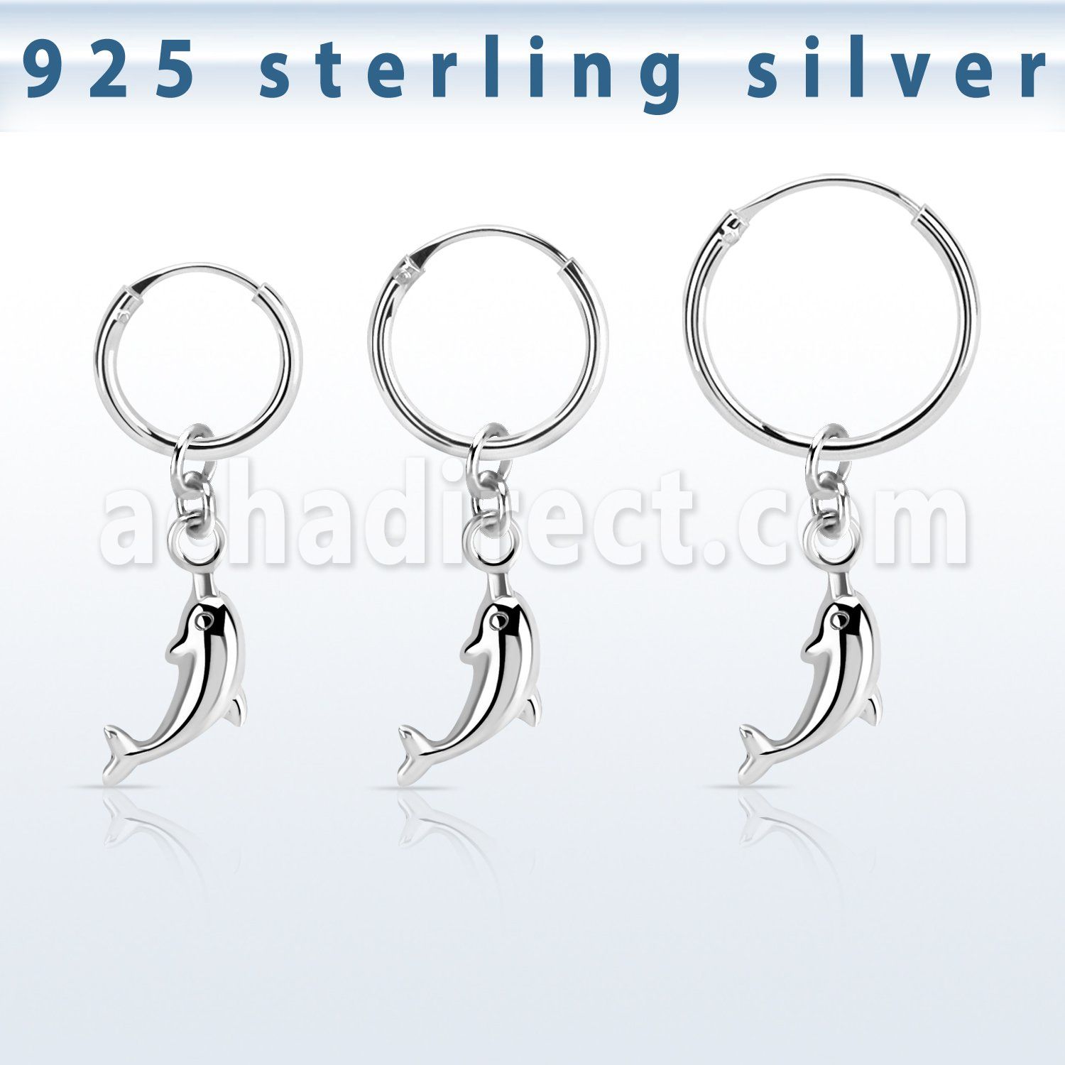 phod37 piercing helix aro liso plata esterlina colgante delfin plata