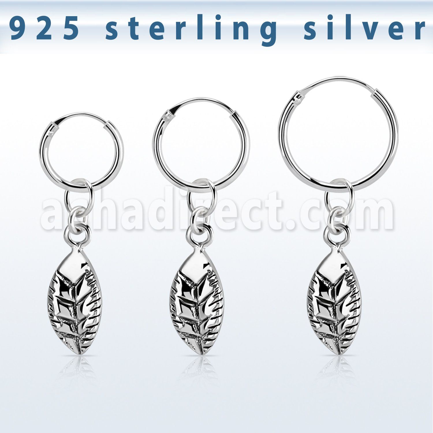 phod38 piercing helix aro liso plata esterlina colgante hoja plata