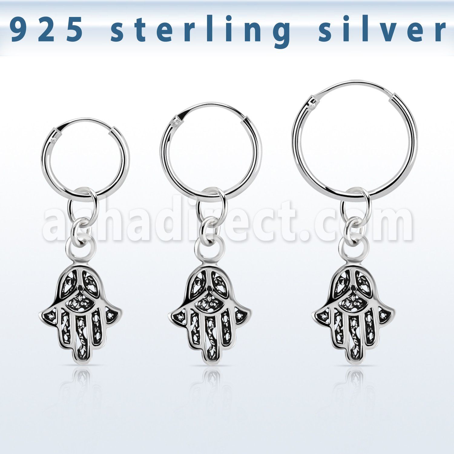 phod40 piercing helix aro liso plata esterlina colgante hamsa plata