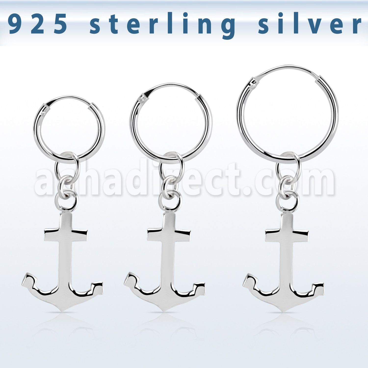 phod41 piercing helix aro liso plata esterlina colgante ancla plata