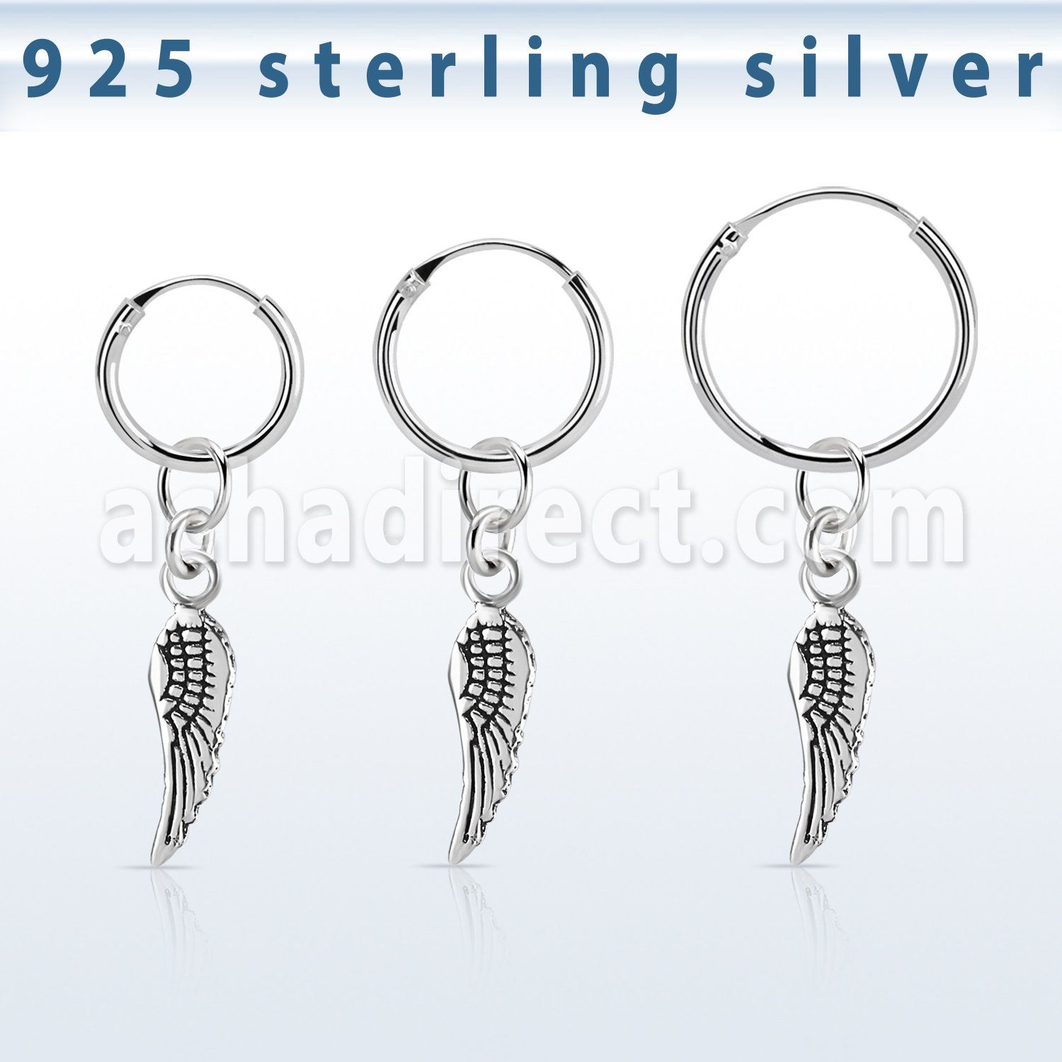 phod44 piercing helix aro liso plata esterlina colgante ala pajaro plata