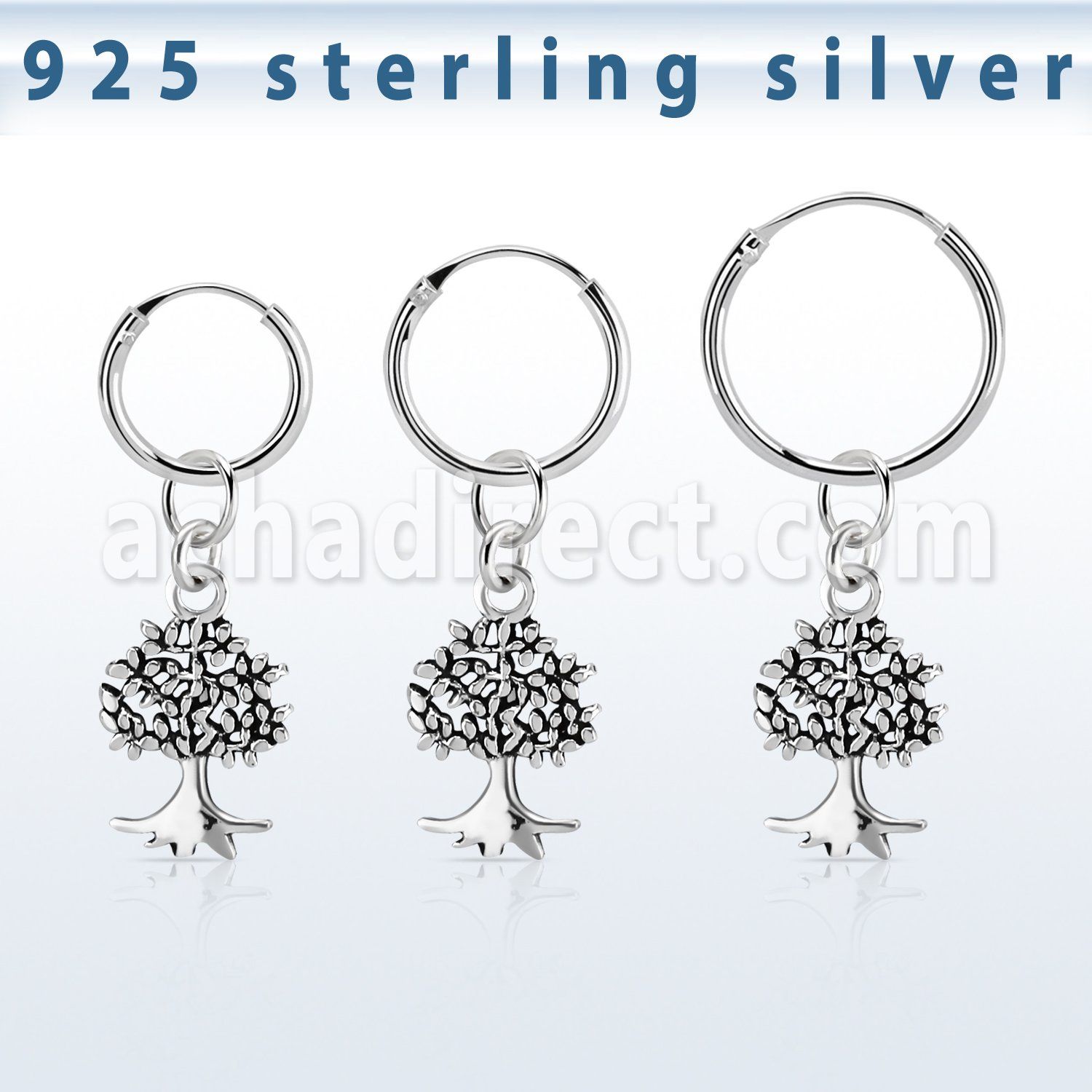 phod45 piercing helix aro liso plata esterlina colgante arbol plata