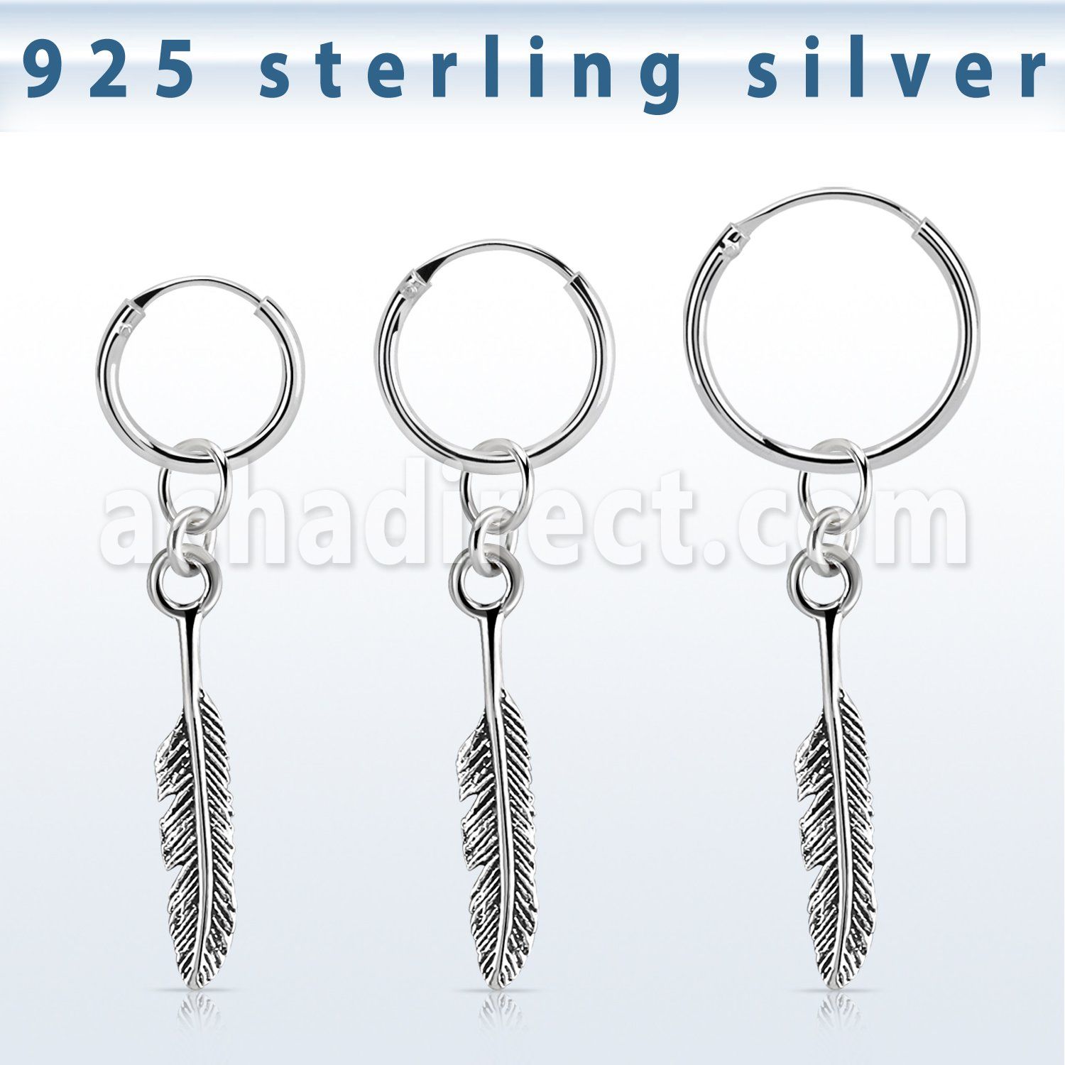 phod47 piercing helix aro liso plata esterlina colgante pluma plata