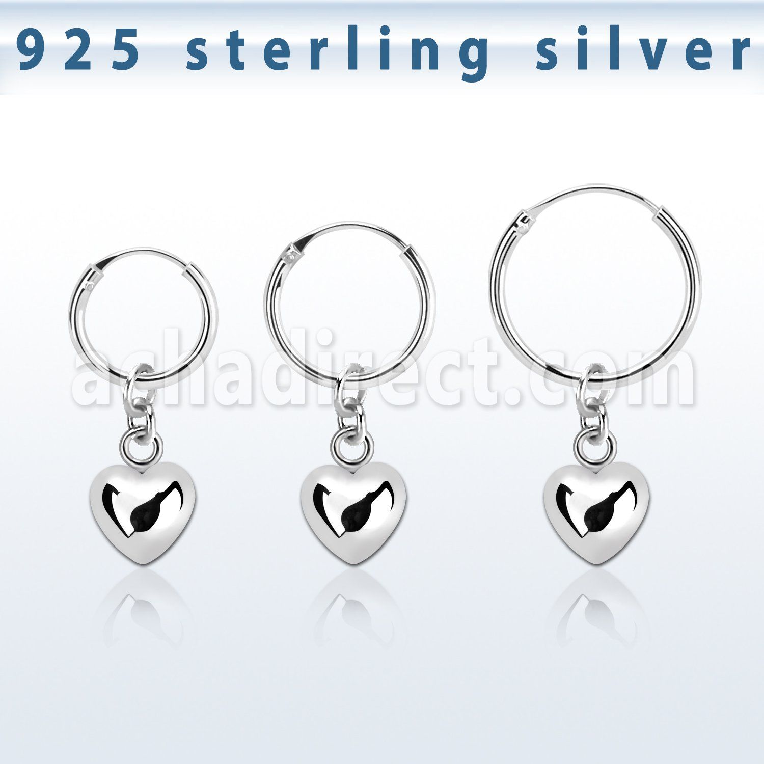 phod48 piercing helix aro liso plata esterlina colgante corazon plata
