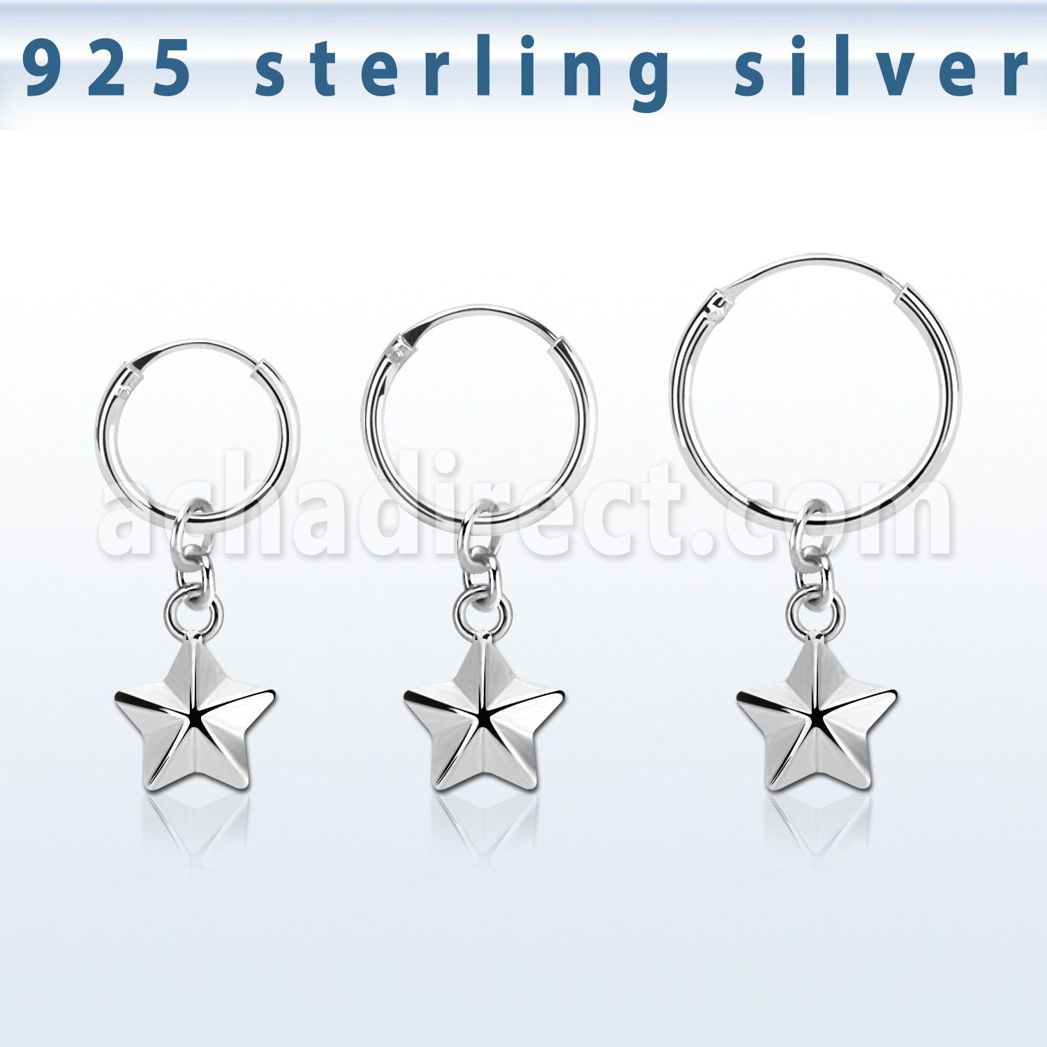 phod49 piercing helix aro liso plata esterlina colgante estrella plata