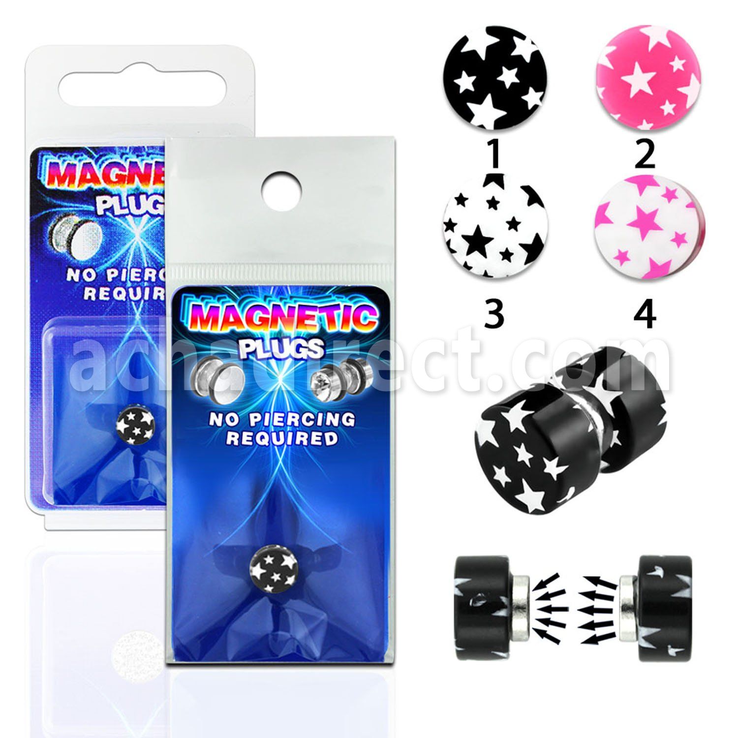 pkmp112 plug falso magnetico acrilico anillos goma multi estrellas 1 pieza distribuidor mayorista