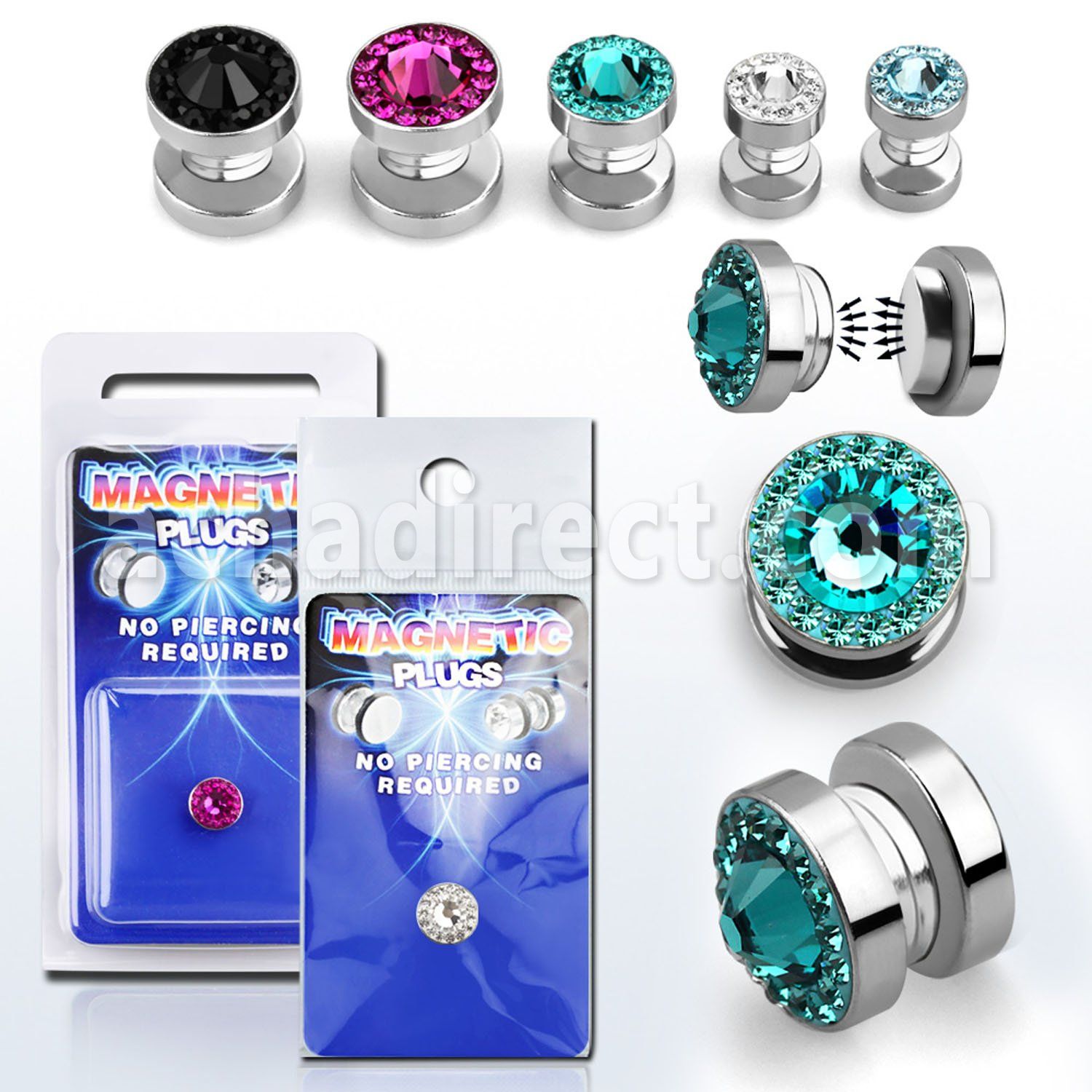 pkmp113 plug falso acero magnetico cristal swarovski ferido centro cristal distribuidor