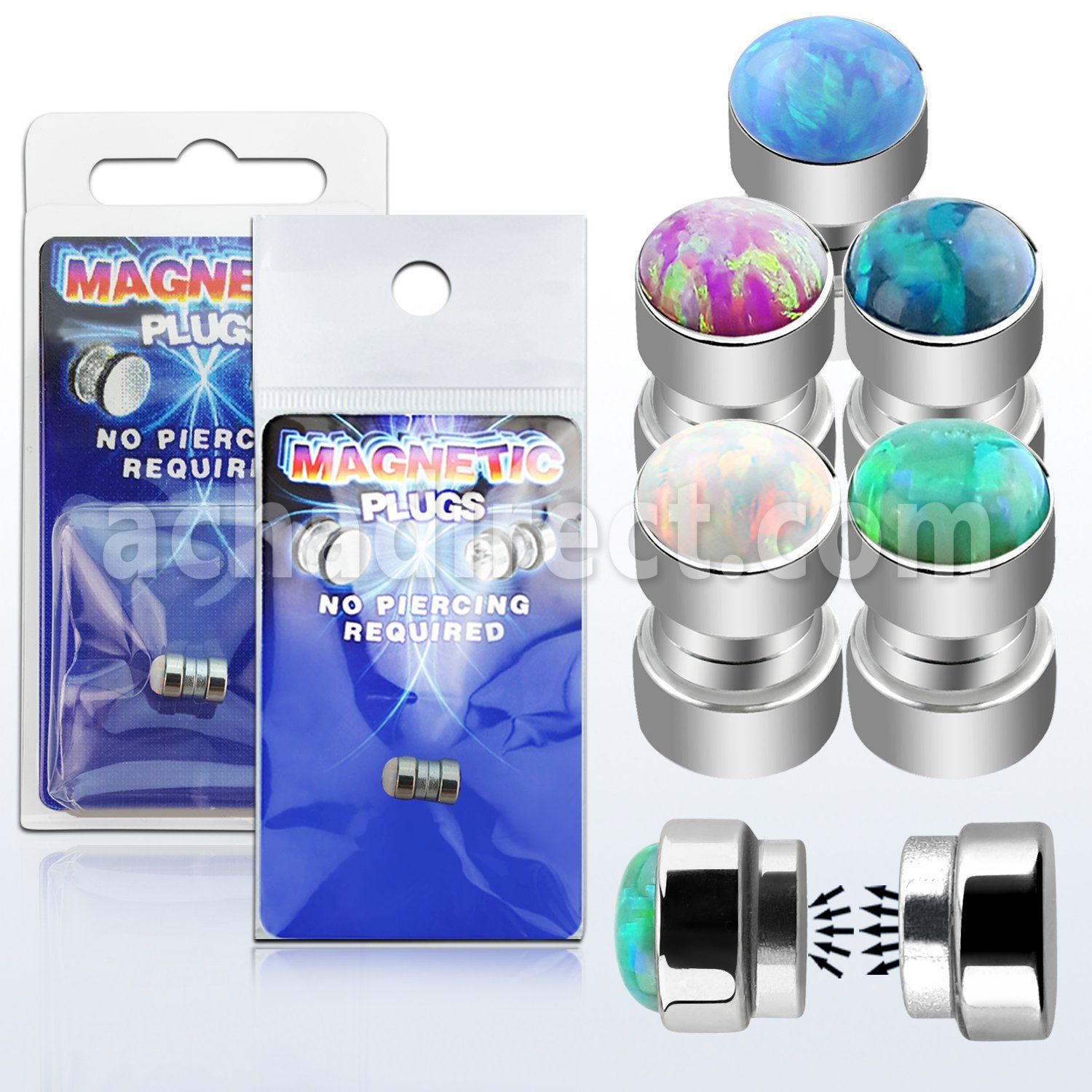 pkmp119 plug falso magnetico acero quirurgico opalo lado disco acero liso pack blister paquete extra delgado ahorrar coste envio venta